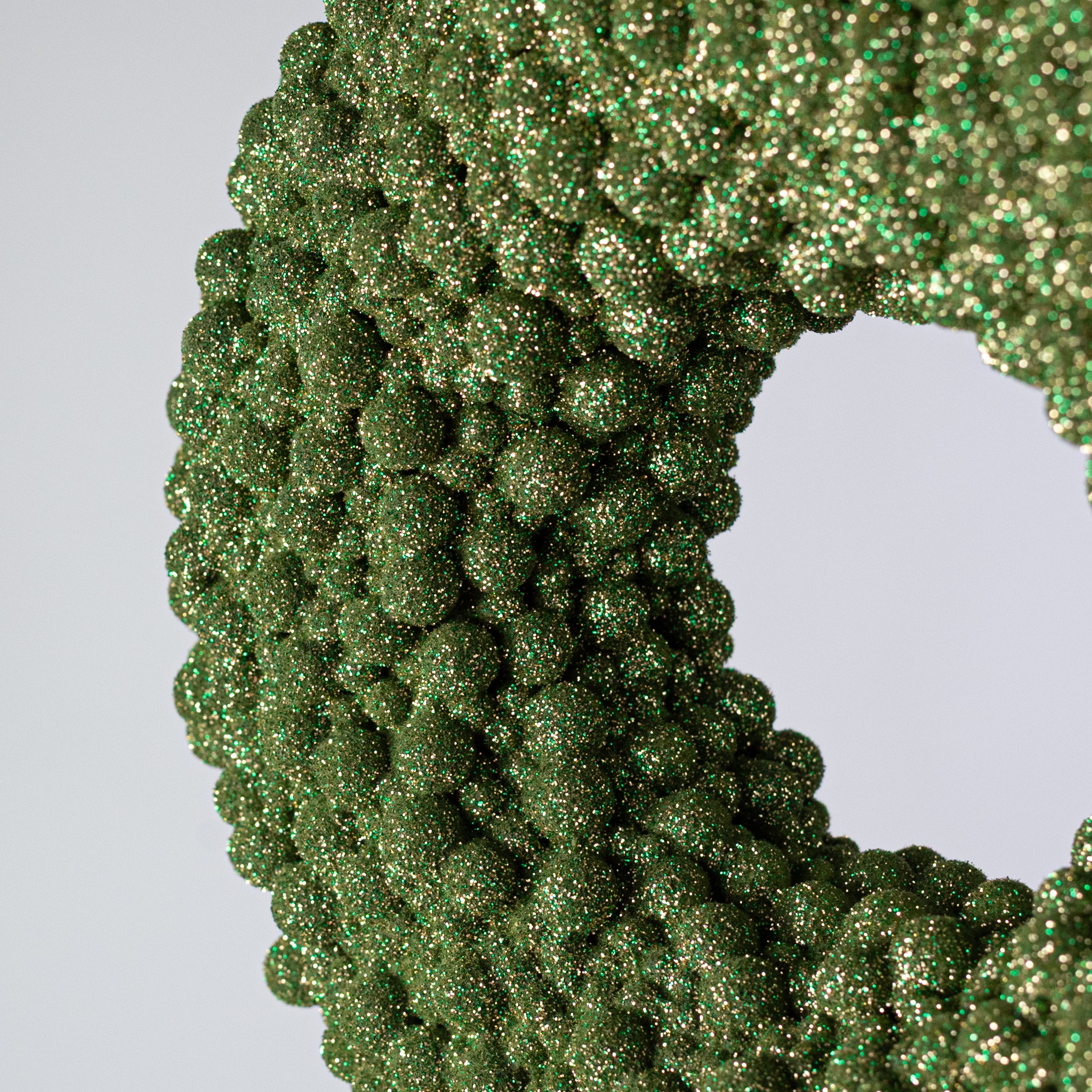 9" Glitter Berry Cabinet Wreath Ornament: Moss Green