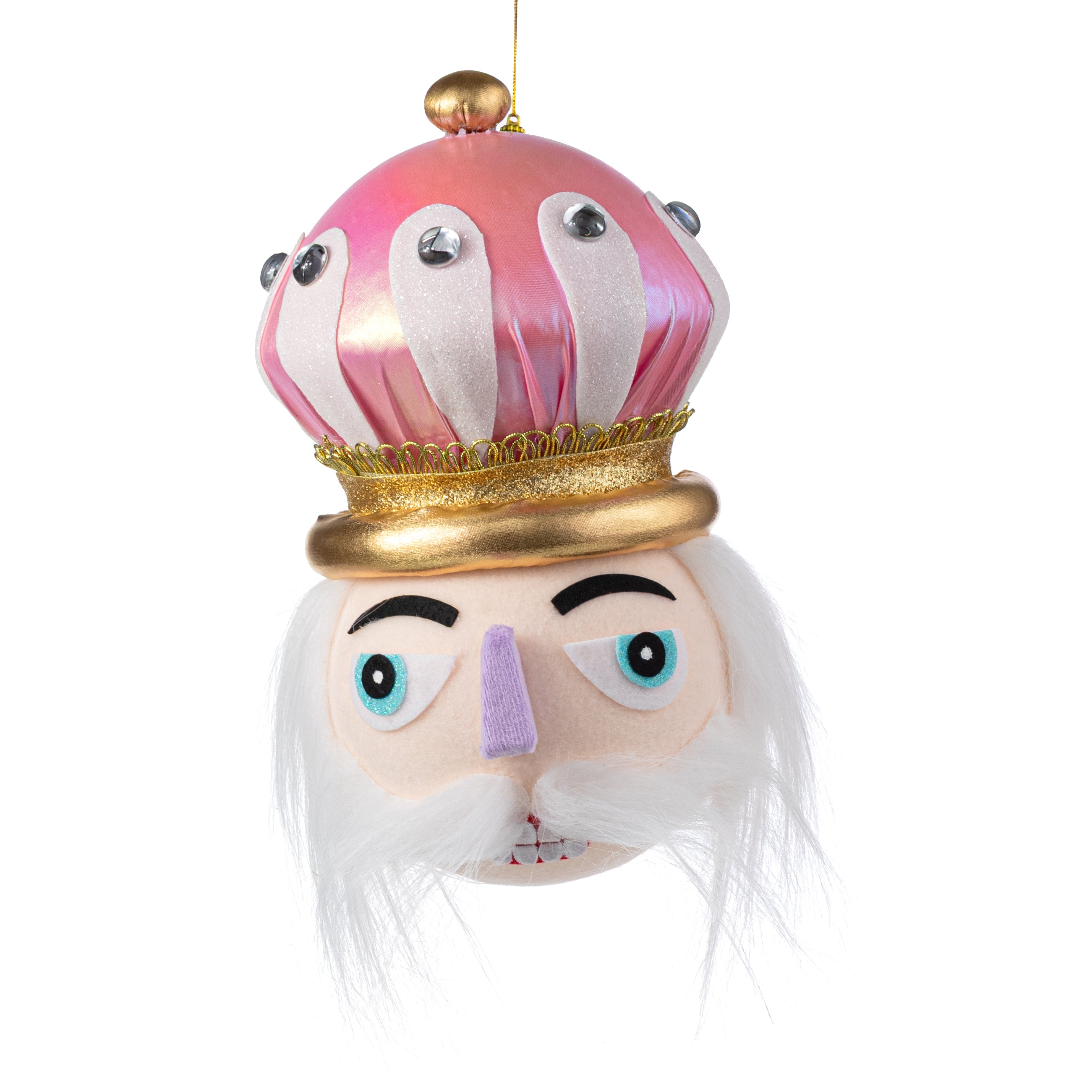 12" Nutcracker King Head Ornament: Pink & Lavender