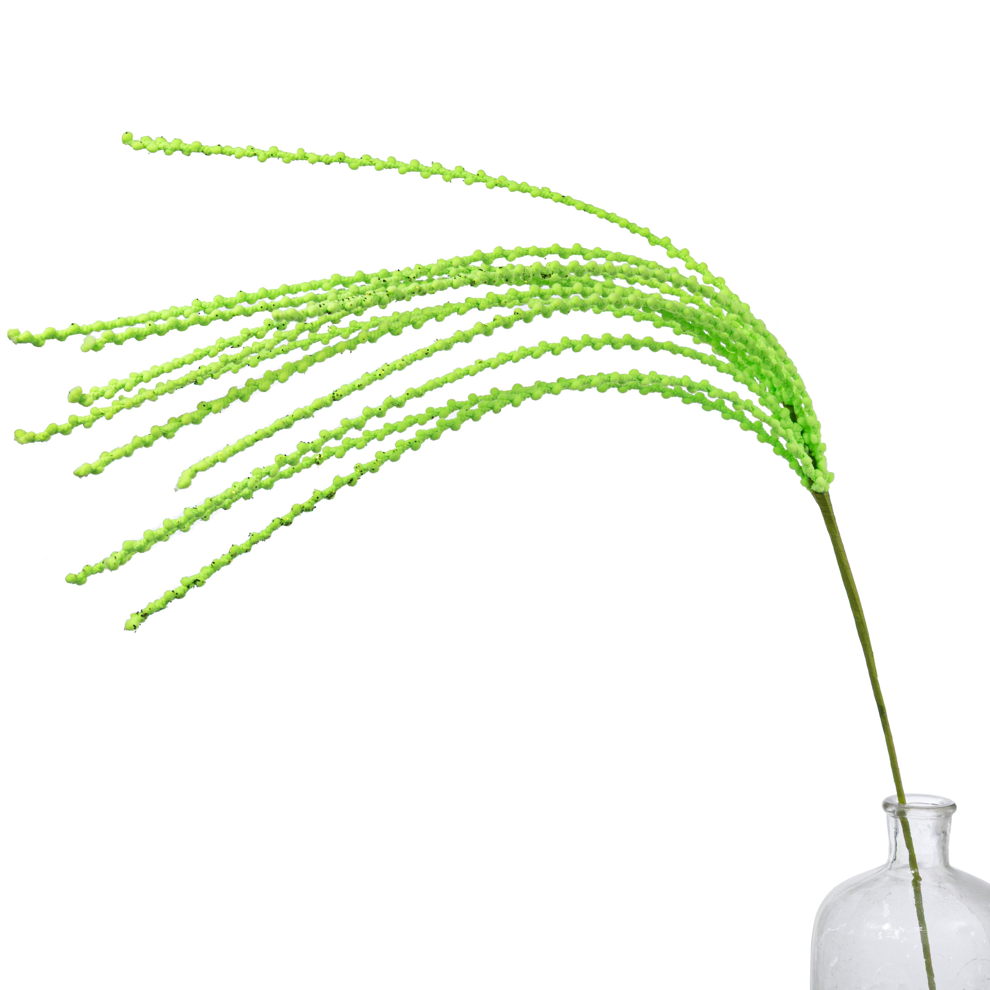 35" Glittered Puff Chenille Dangling Spray: Neon Lime Green