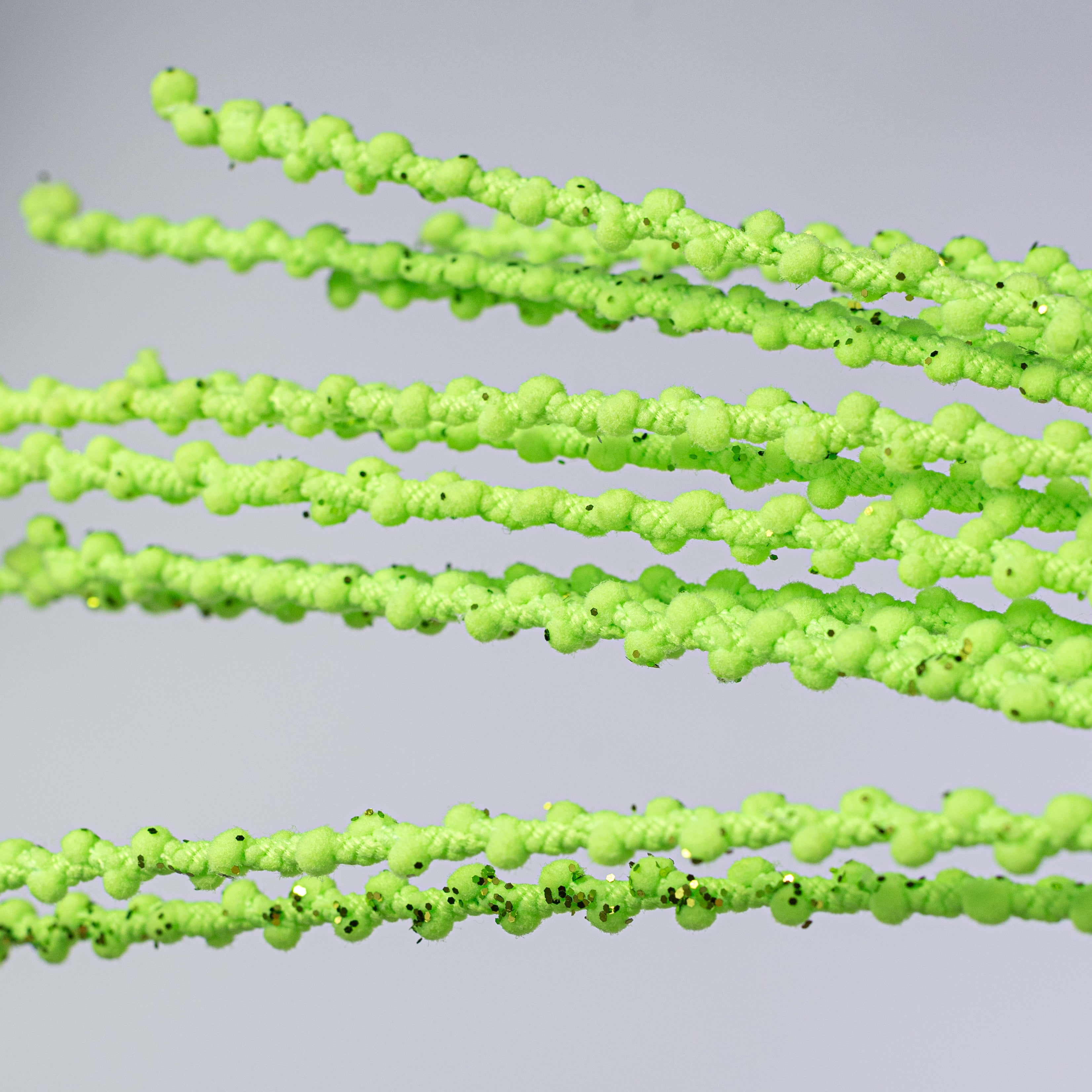 35" Glittered Puff Chenille Dangling Spray: Neon Lime Green