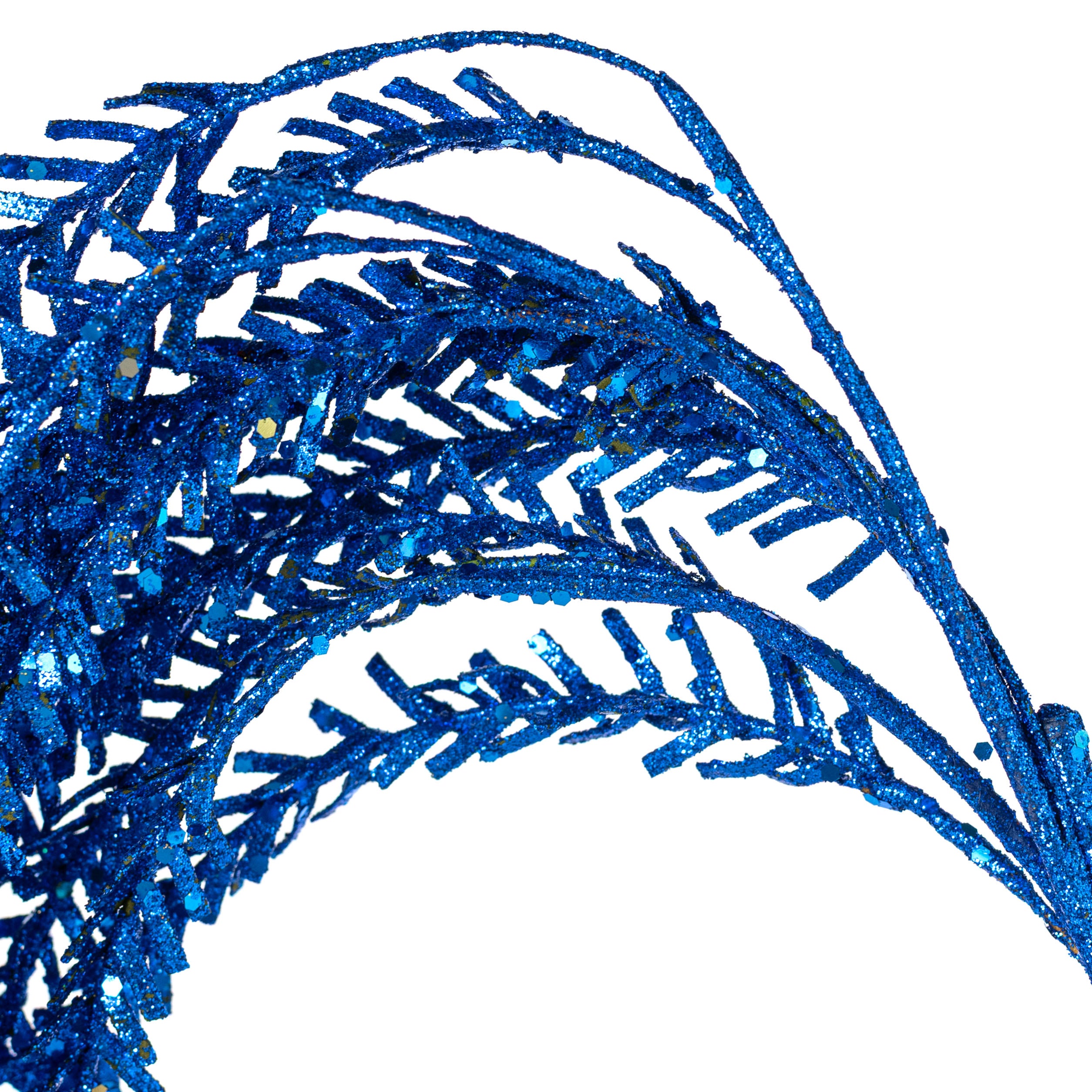 48" Glittered Pine Hanging Spray: Royal Blue