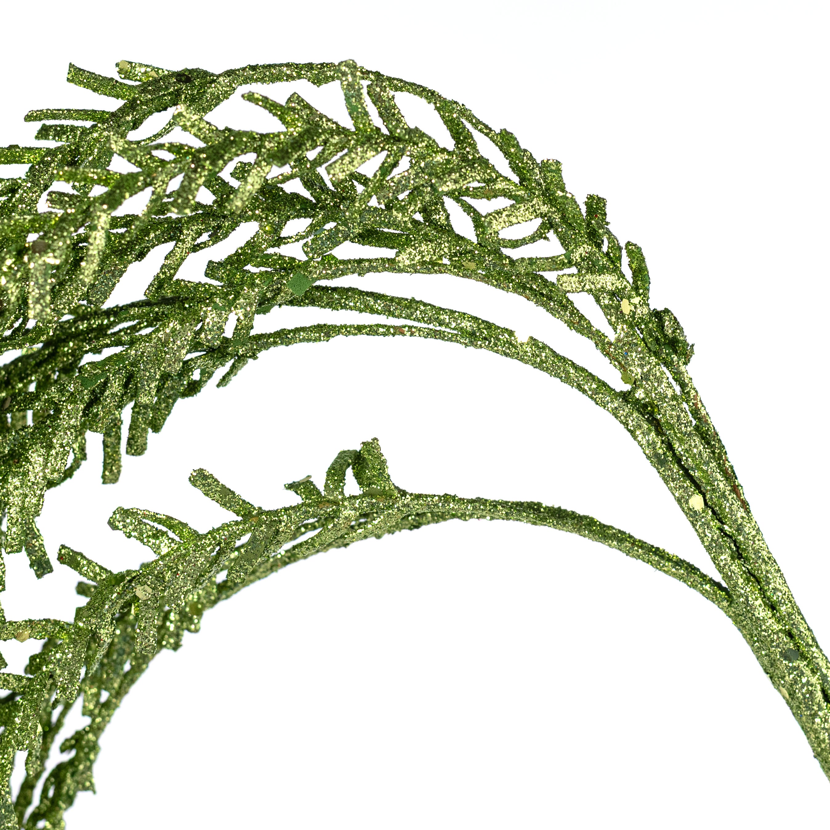 48" Glittered Pine Hanging Spray: Lime Green