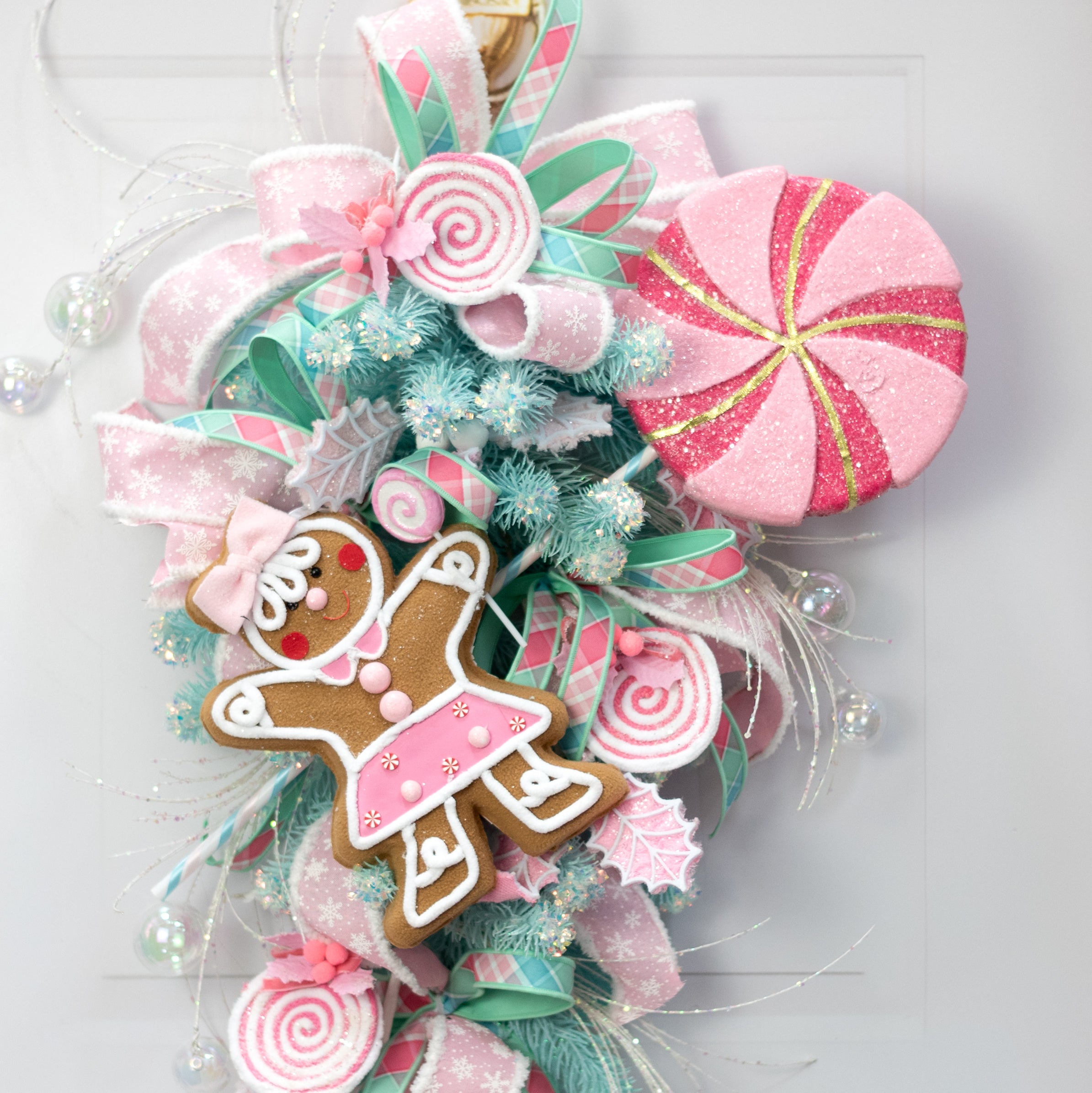 9" x 26" Candy Glittered Lollipop Spray: Fuchsia & Pink