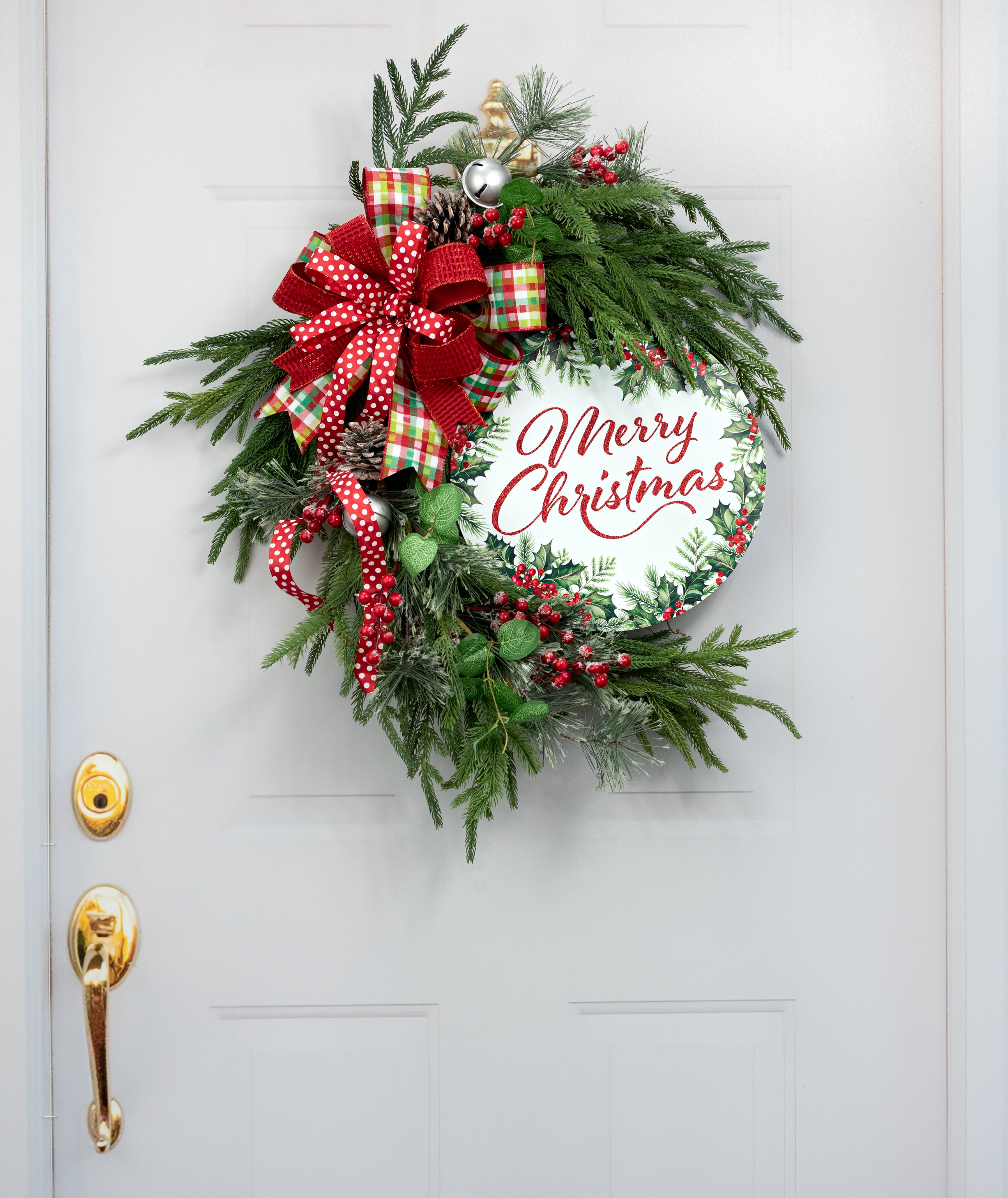 12" Metal Sign: Glitter Merry Christmas Holly