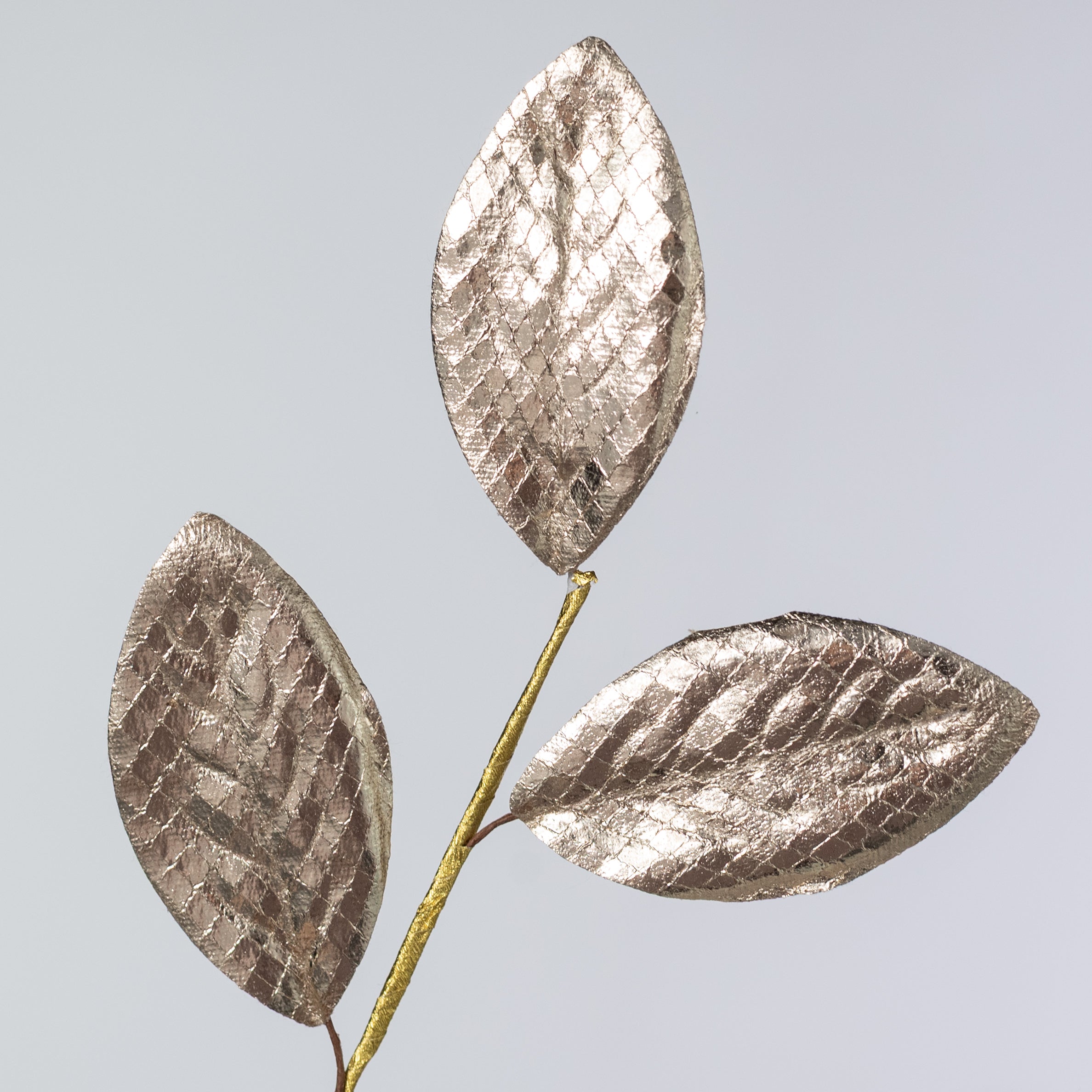 30" Metallic Snakeskin Leaves Spray: Champagne Gold