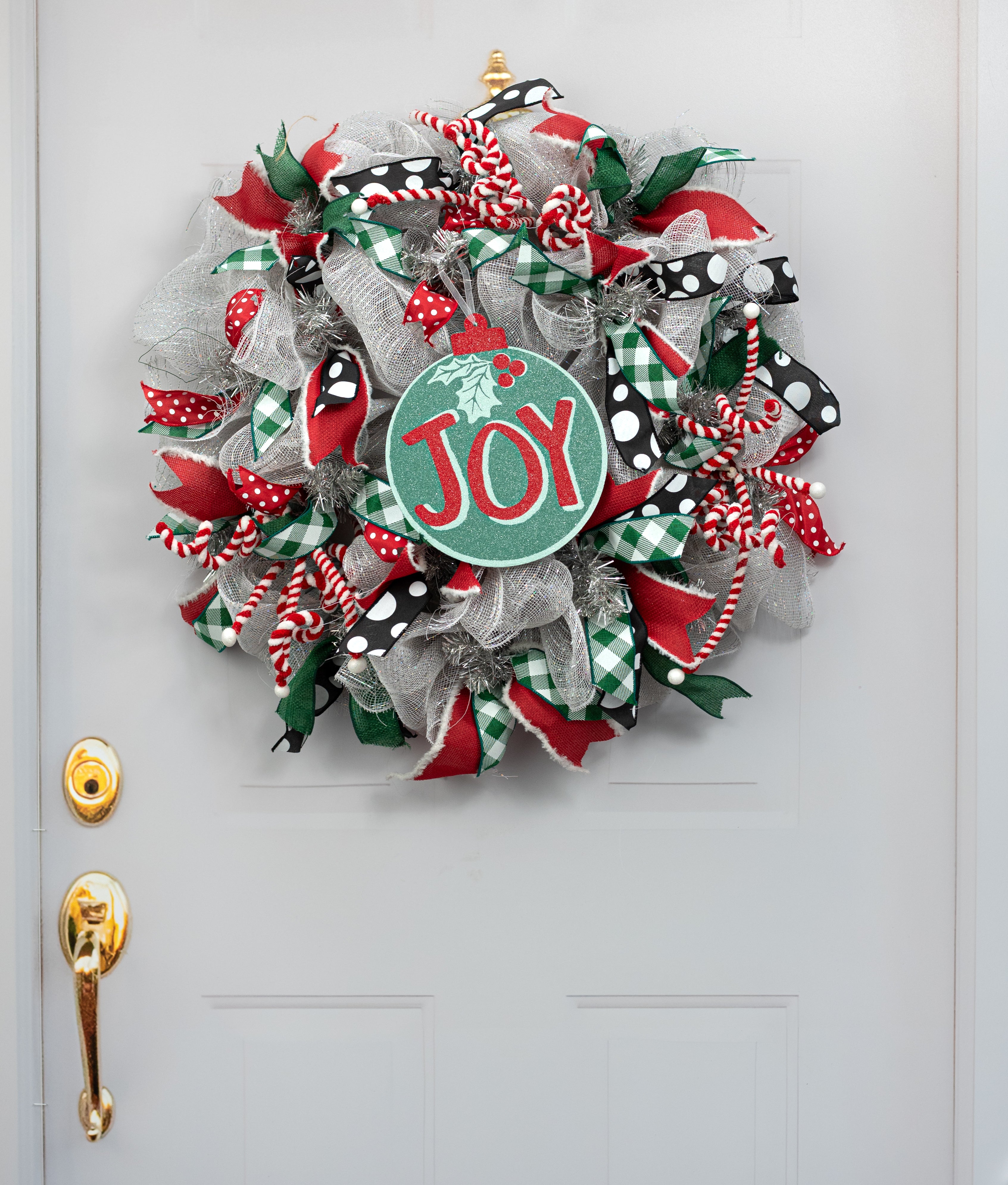 9" Joy Ornament Sign: Teal & Red