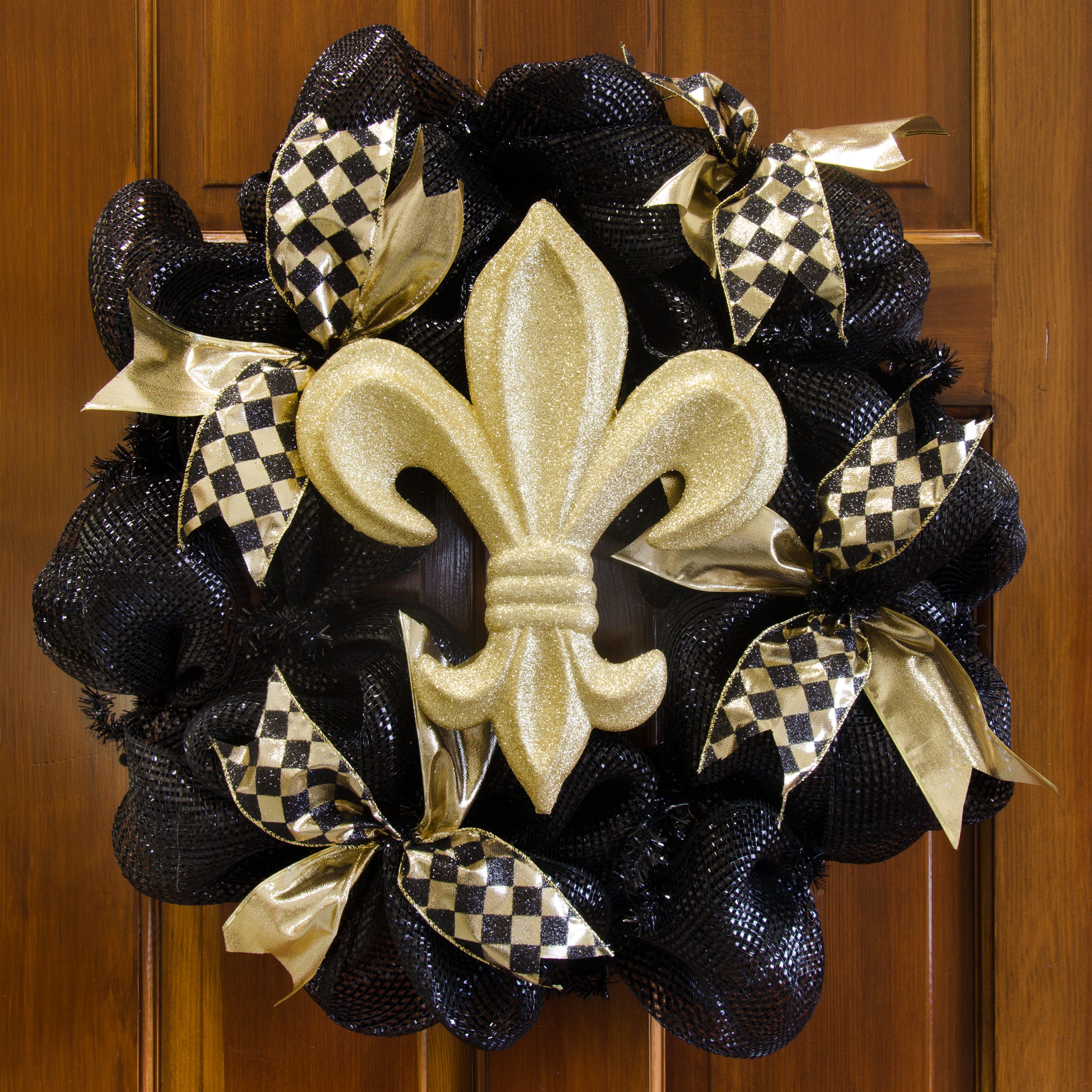 13" Metallic Glitter Fleur De Lis Decoration: Gold