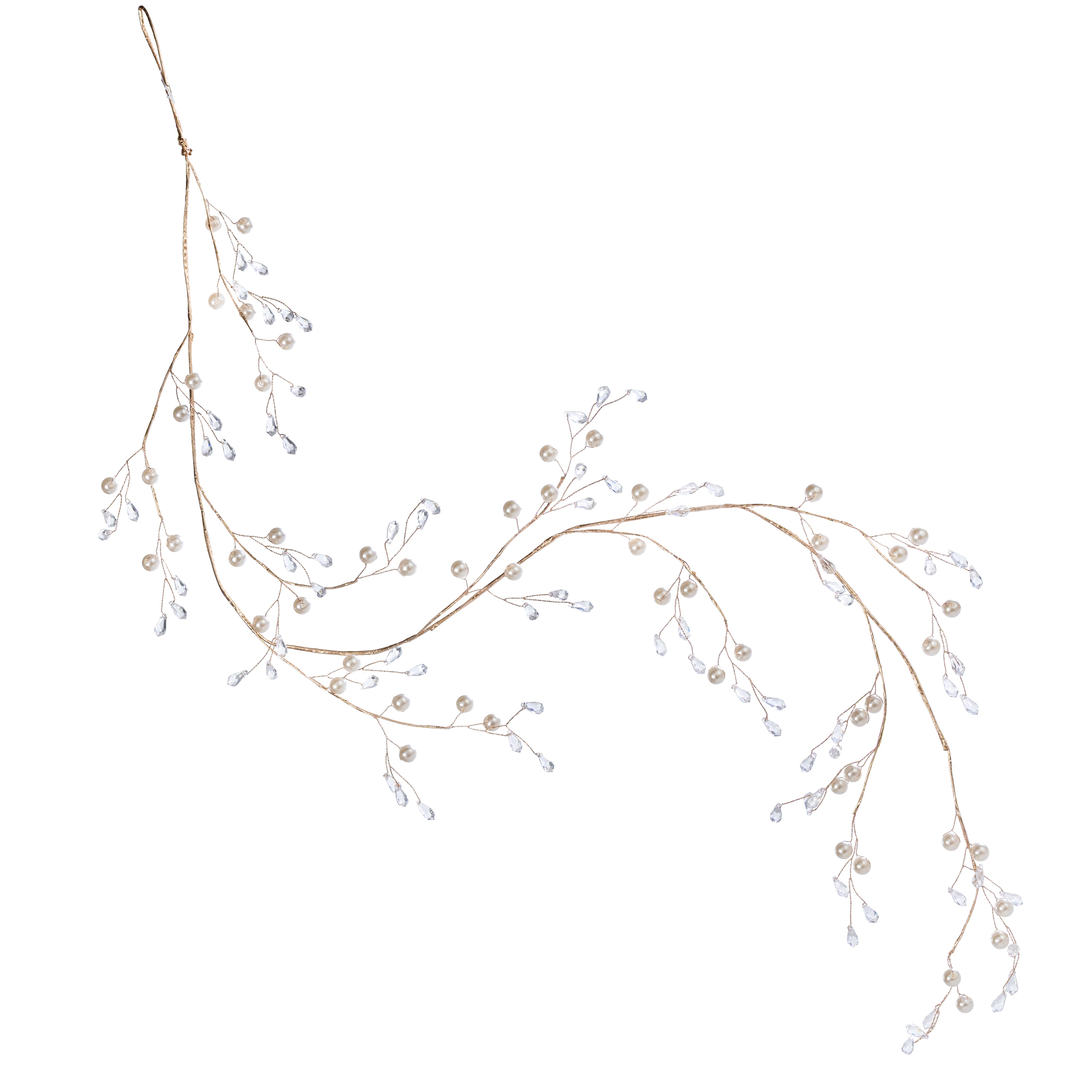 48" Acrylic Crystals & Pearls Garland: White, Gold & Clear