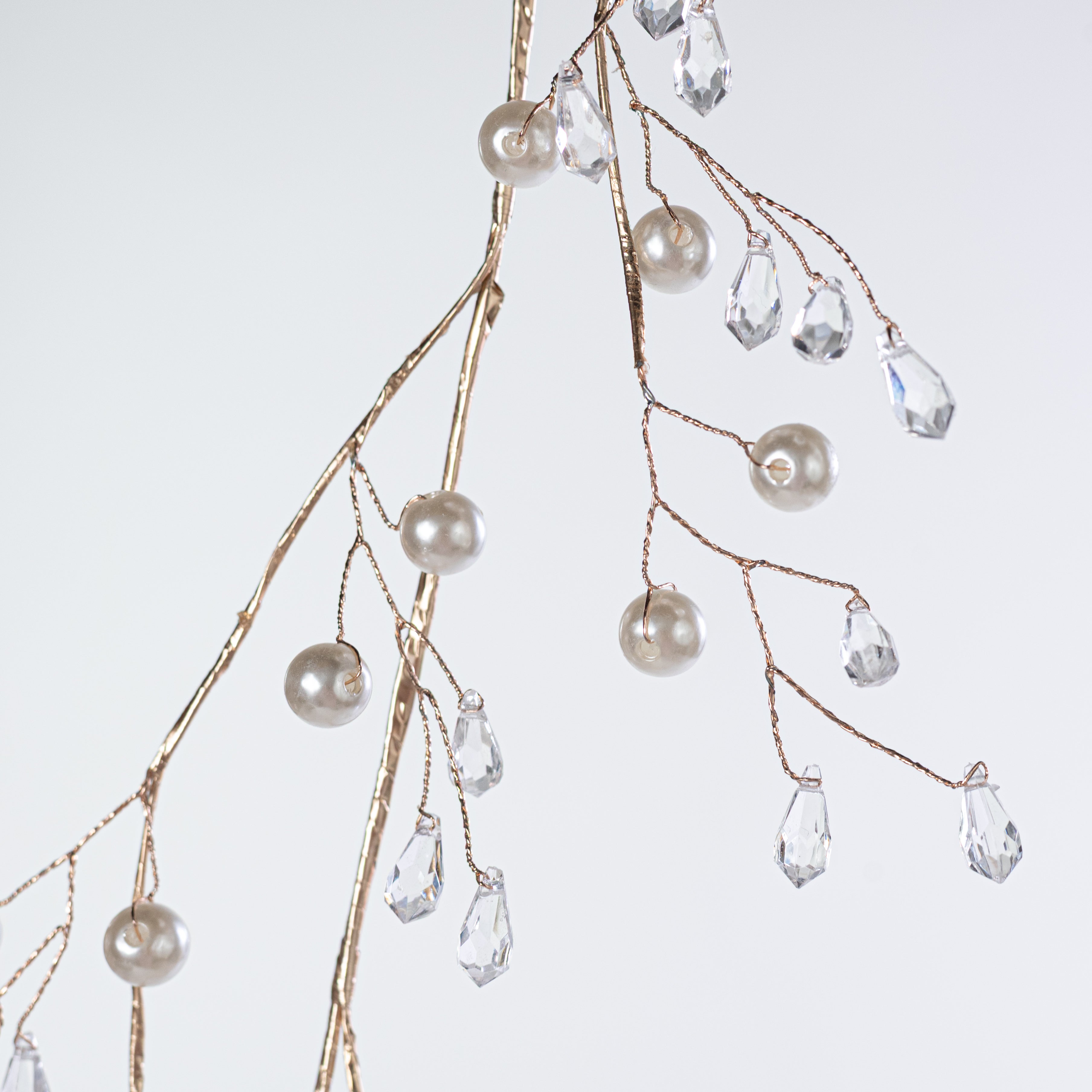 48" Acrylic Crystals & Pearls Garland: White, Gold & Clear