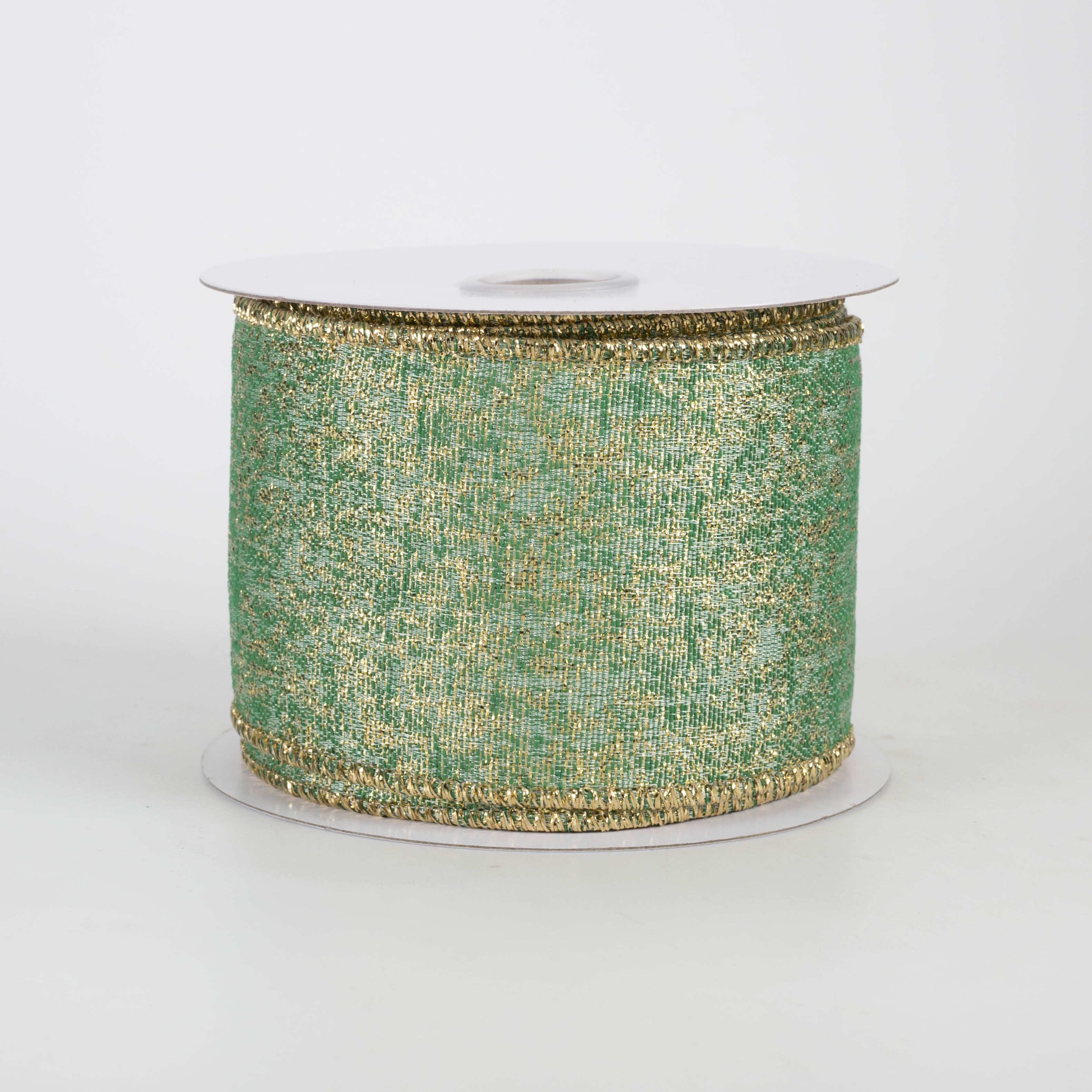 2.5" Metallic Mist Woven Ribbon: Emerald, Jade & Gold (10 Yards)