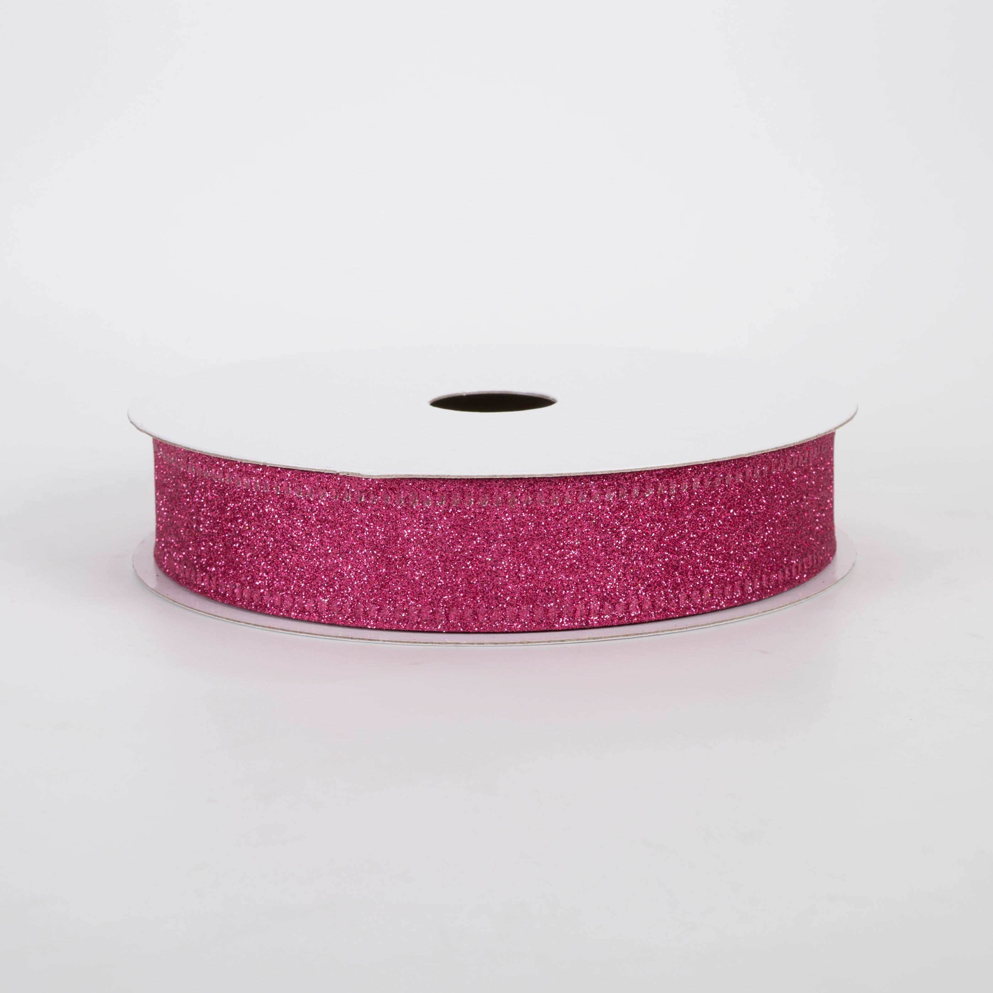 7/8" All Flat Glitter Wired Ribbon: Fuchsia Pink (10 Yards)