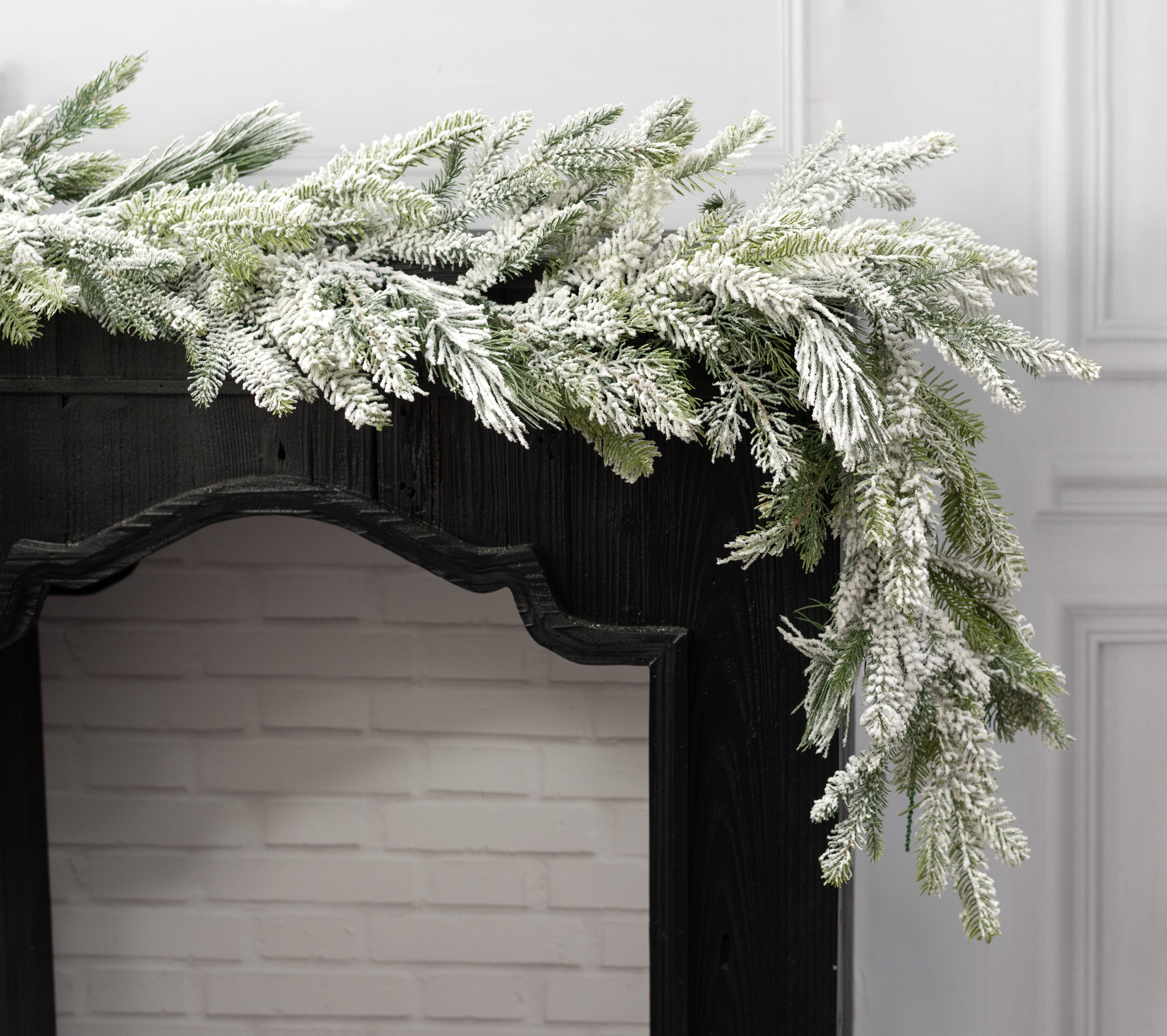 72" Mixed Swiss Pine Garland: Flocked Evergreen (48 Tips)