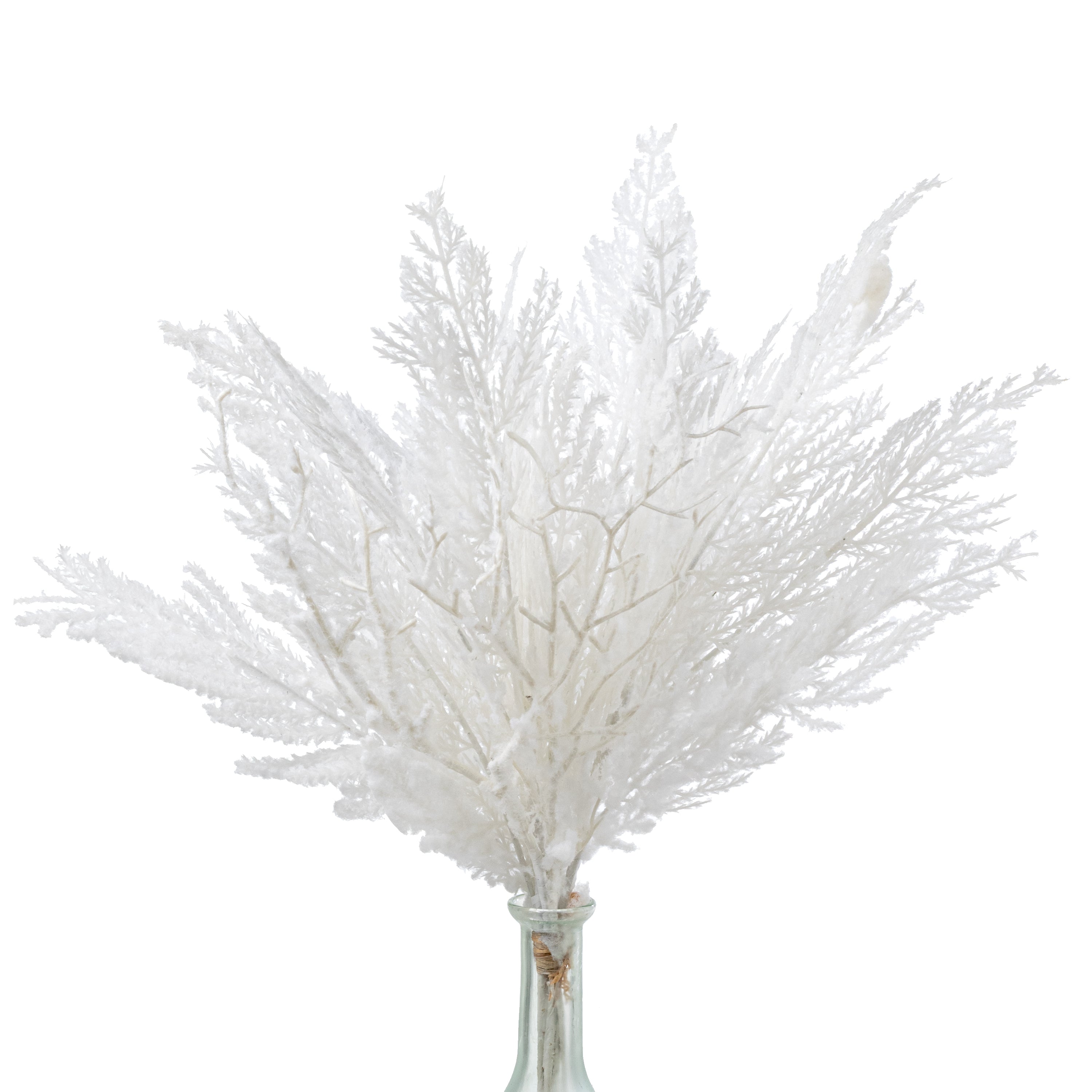 19" Snowy Cedar Bundle: Flocked White (5 Stems)