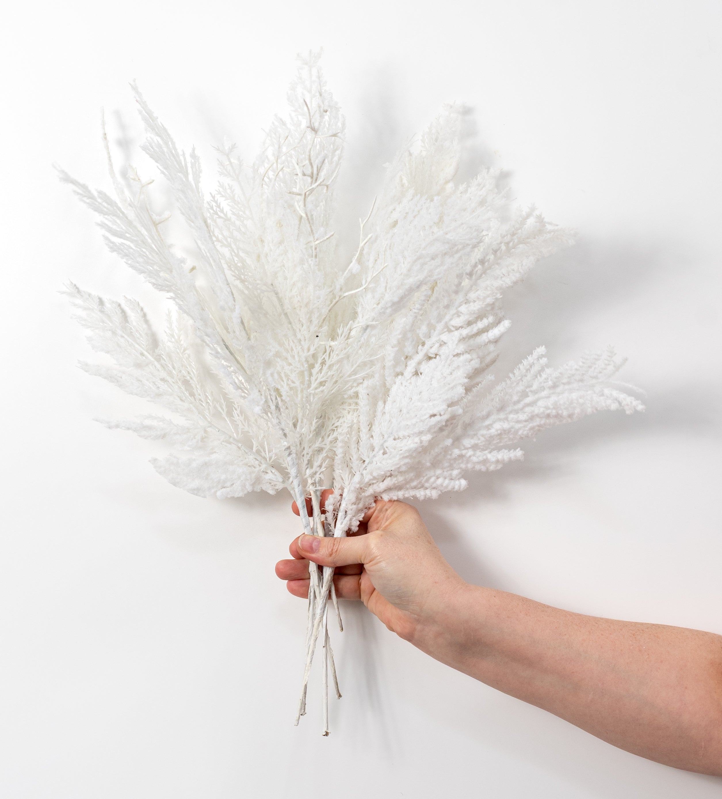 19" Snowy Cedar Bundle: Flocked White (5 Stems)