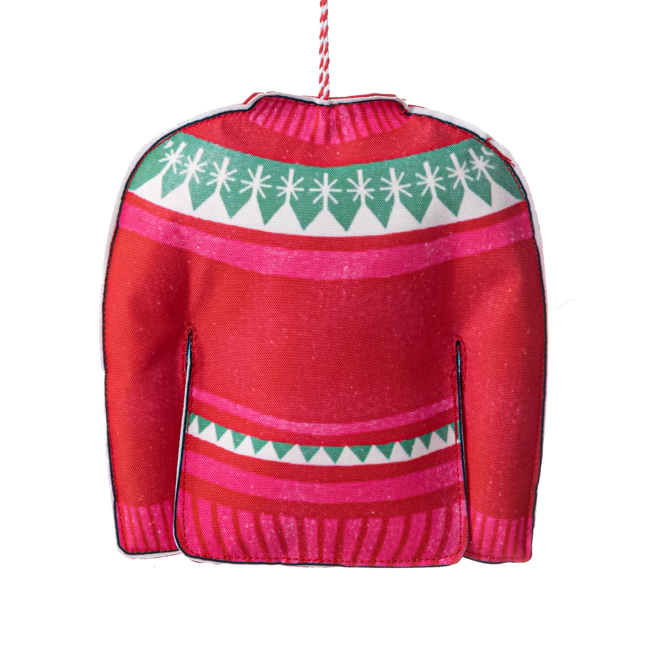 8" Fabric Sweater Ornament: Red & Green