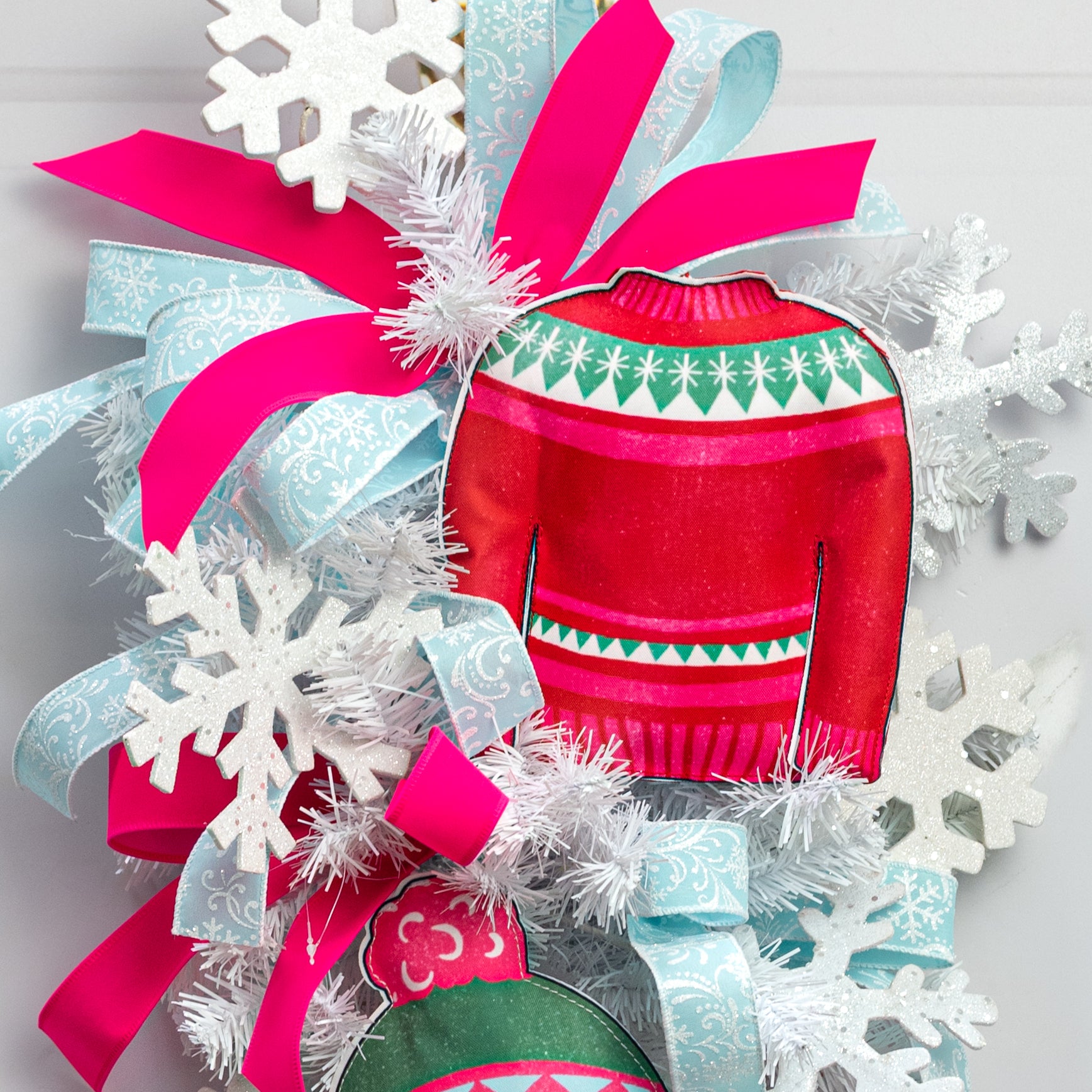 8" Fabric Sweater Ornament: Red & Green