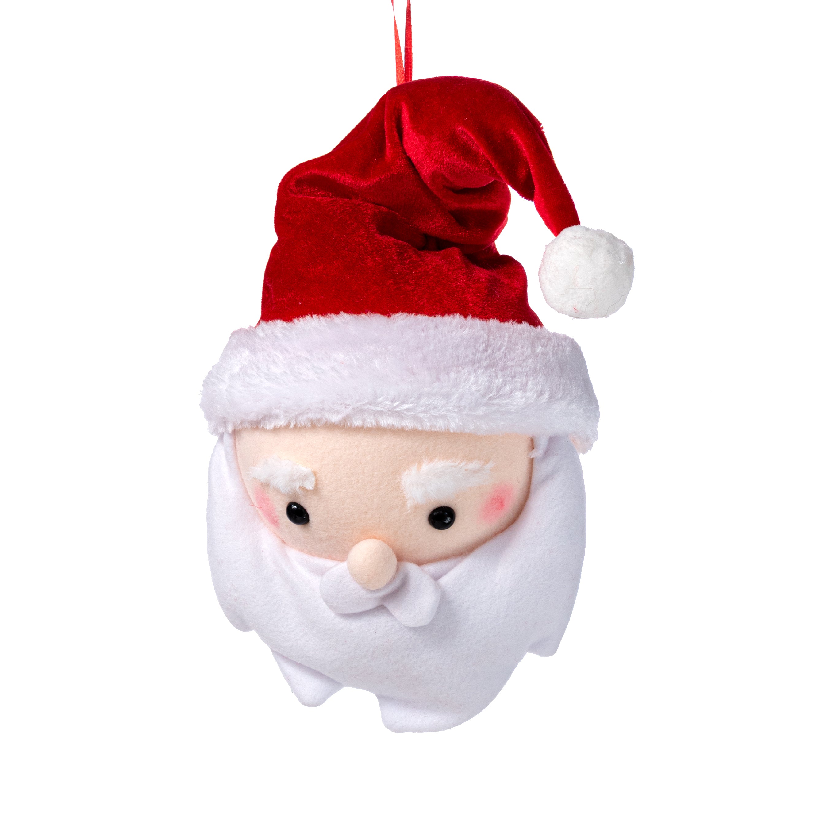 7" Plush Santa Head Ornament