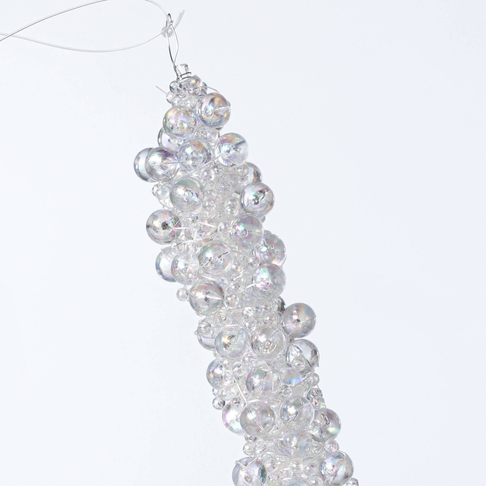 12" Beaded Icicle Ornament: Iridescent Clear