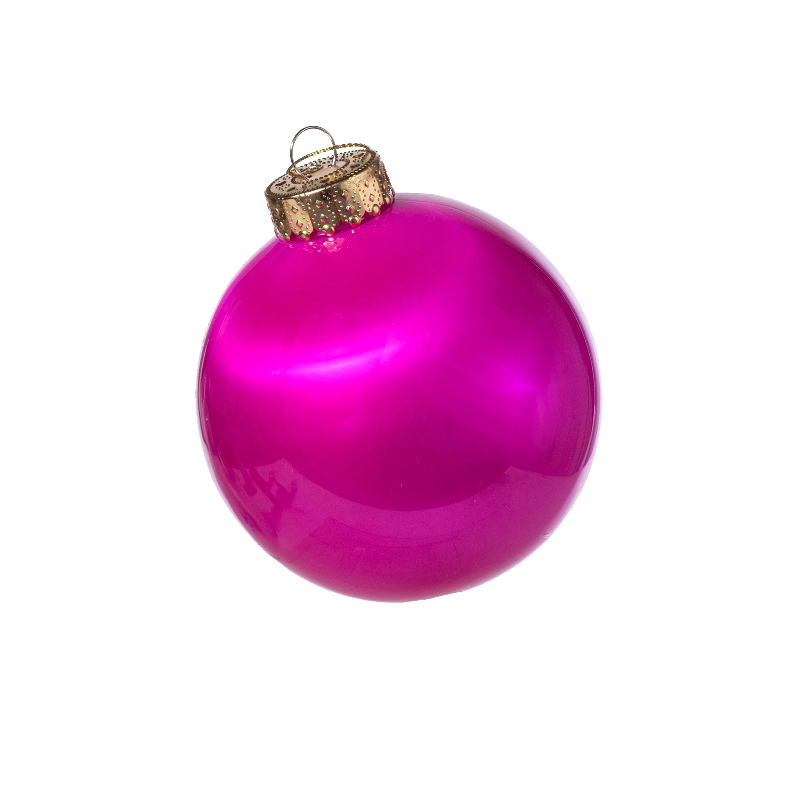 100mm Lacquered Glass-Look Shatterproof Ornament: Fuchsia Hot Pink