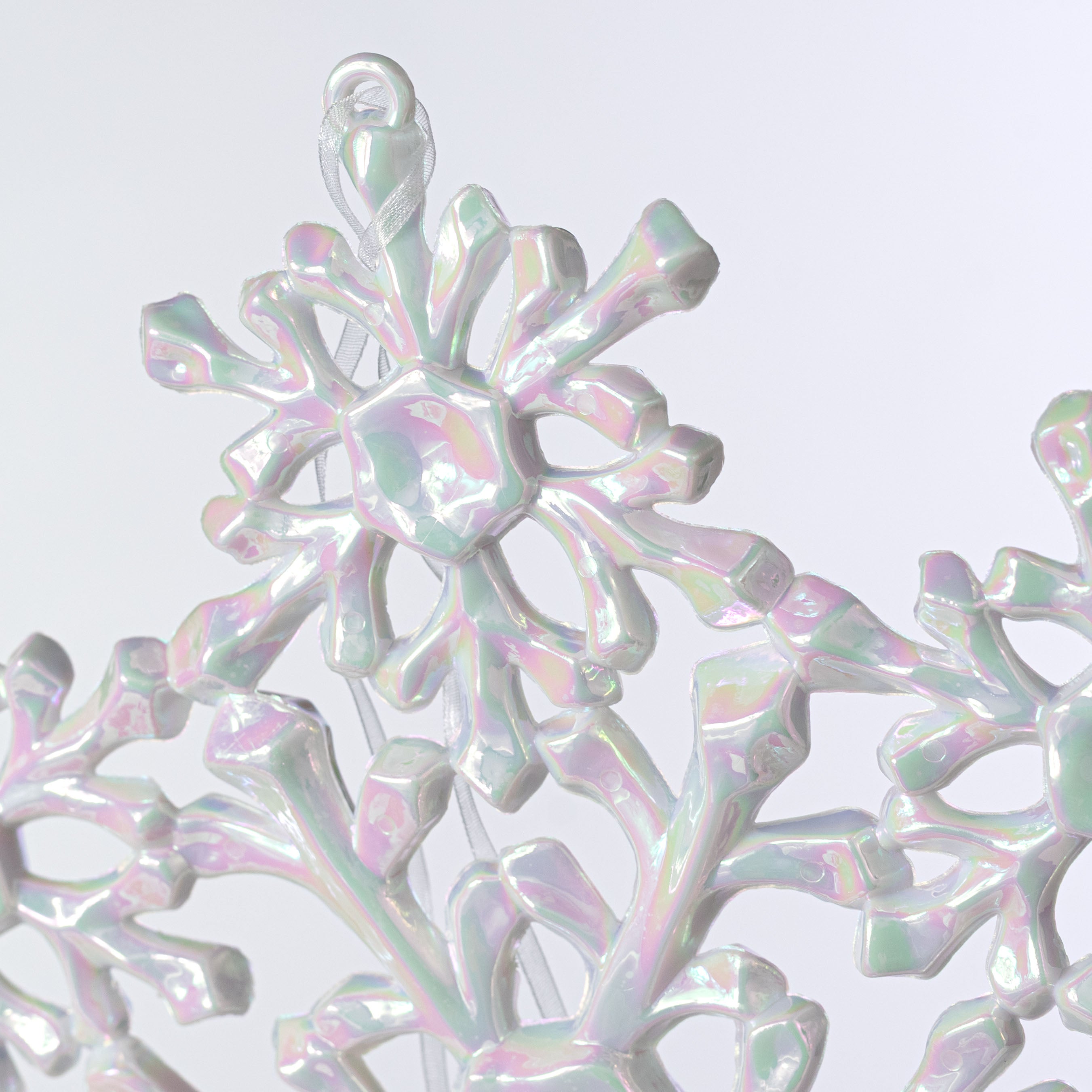 11" Iridescent Snowflake Ornament: White