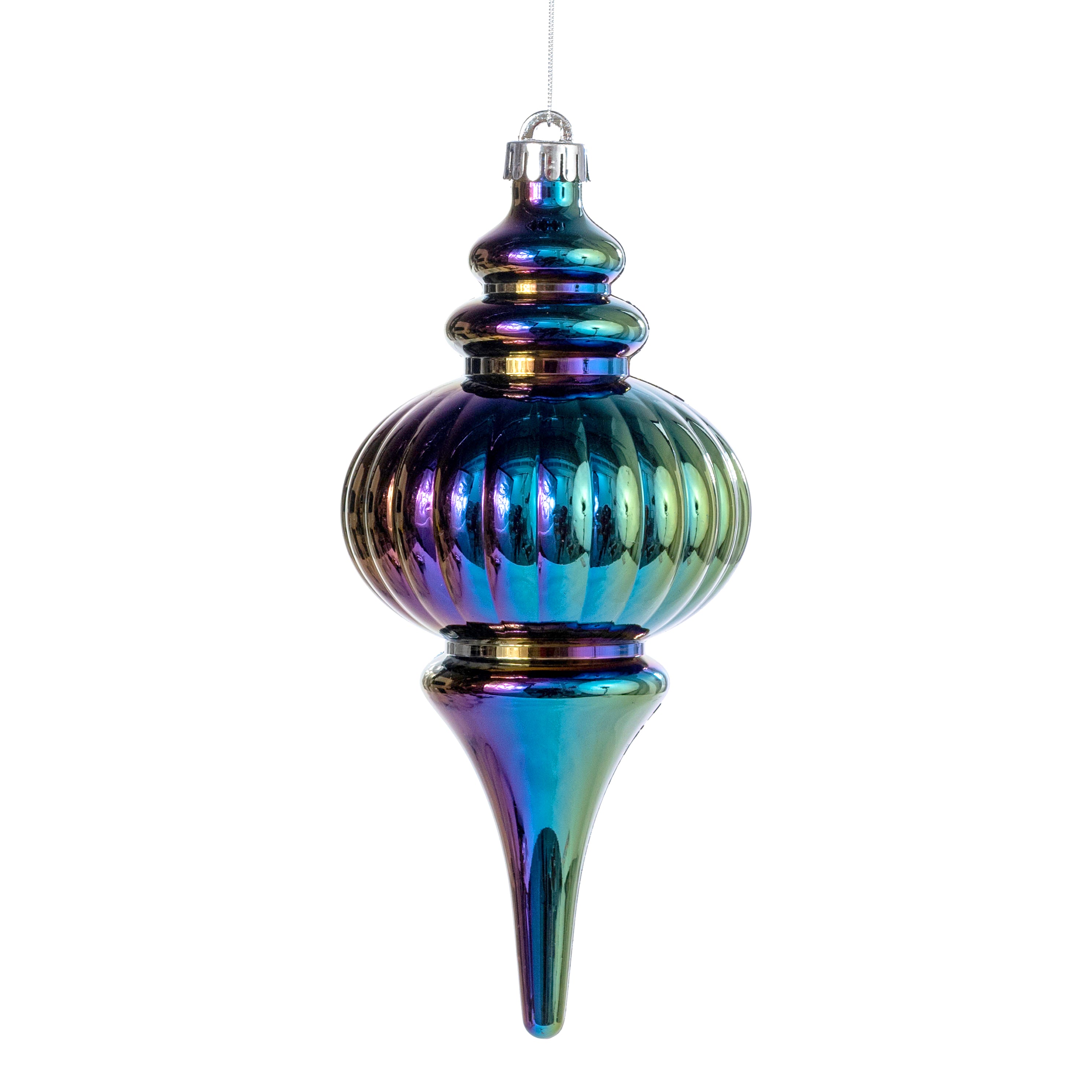 10" Finial Ornament: Iridescent Black
