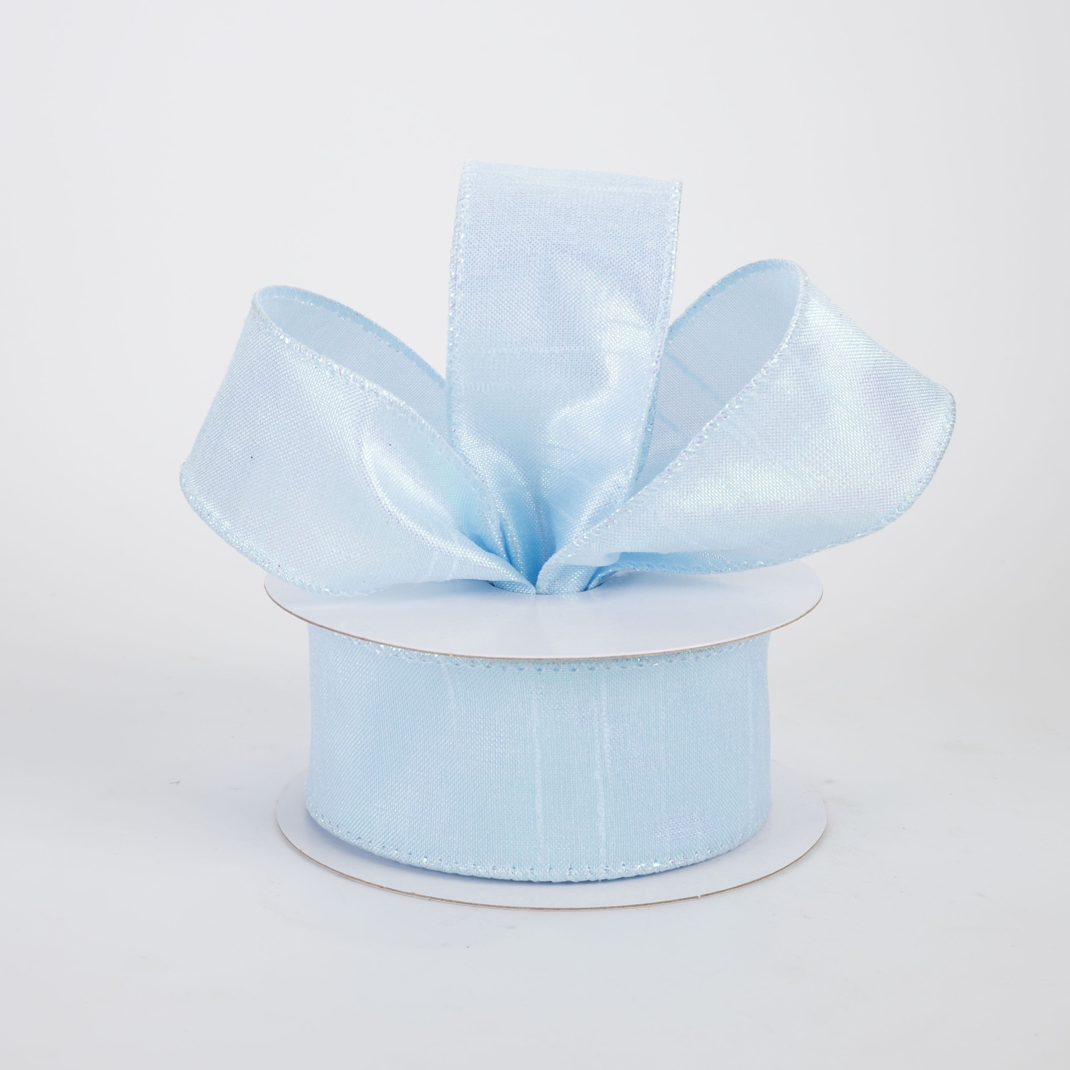 1.5" Iridescent Metallic Solid Ribbon: Light Blue (10 Yards)