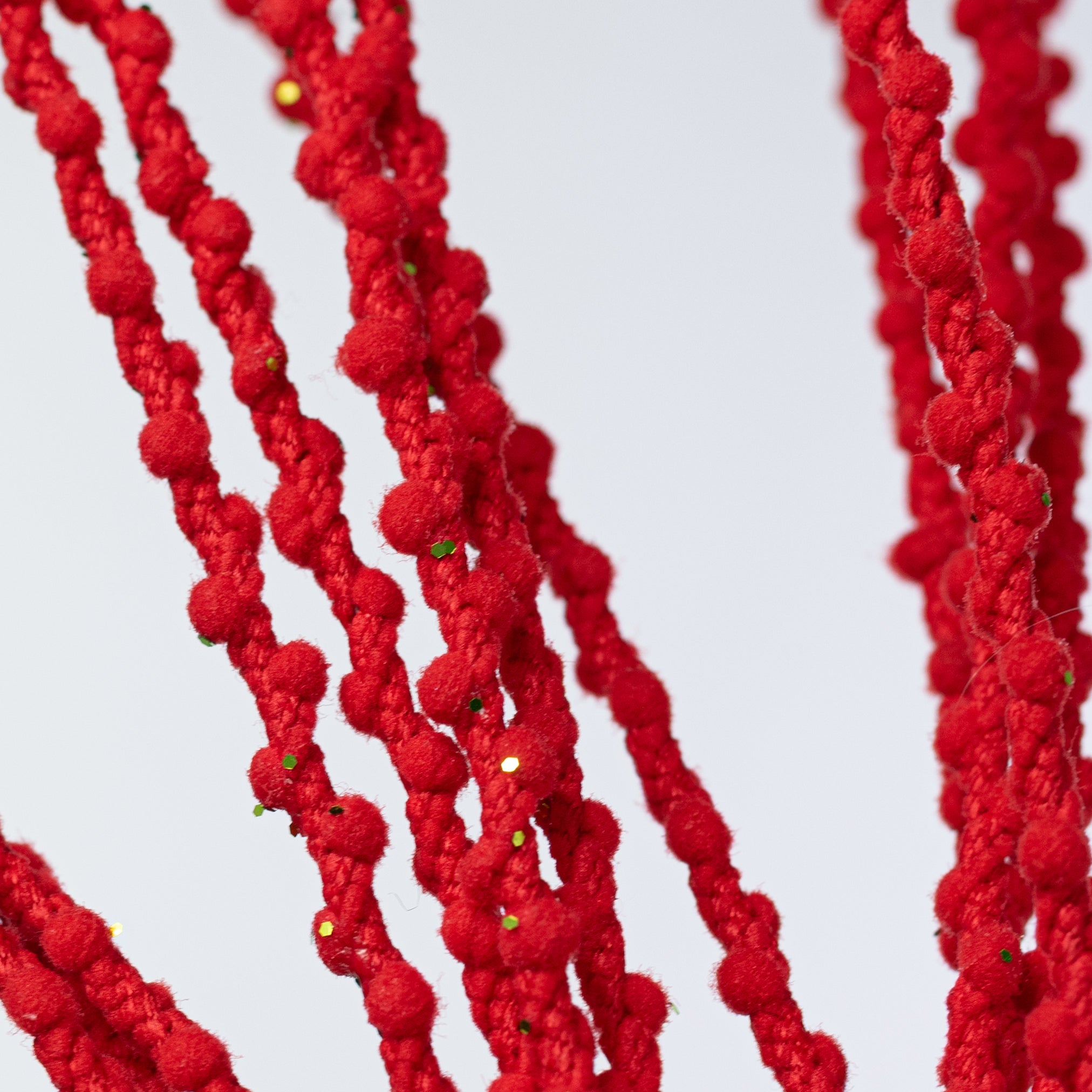 35" Glittered Puff Chenille Dangling Spray: Red
