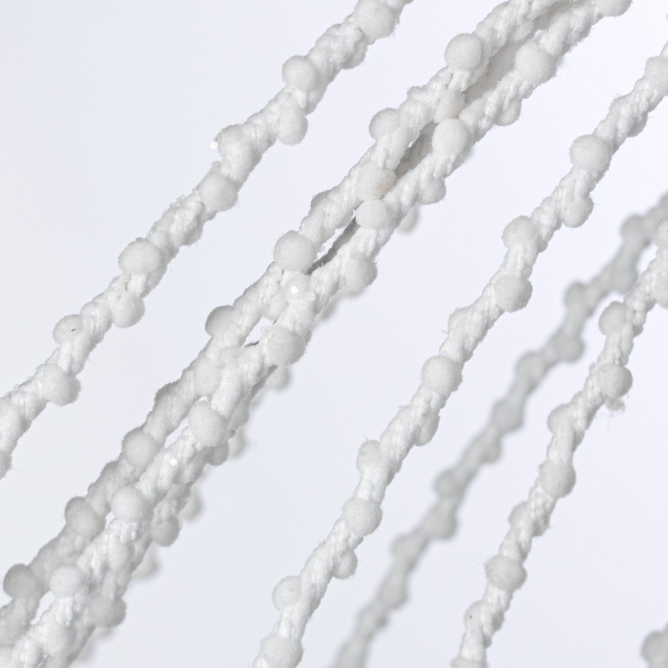 35" Glittered Puff Chenille Dangling Spray: White