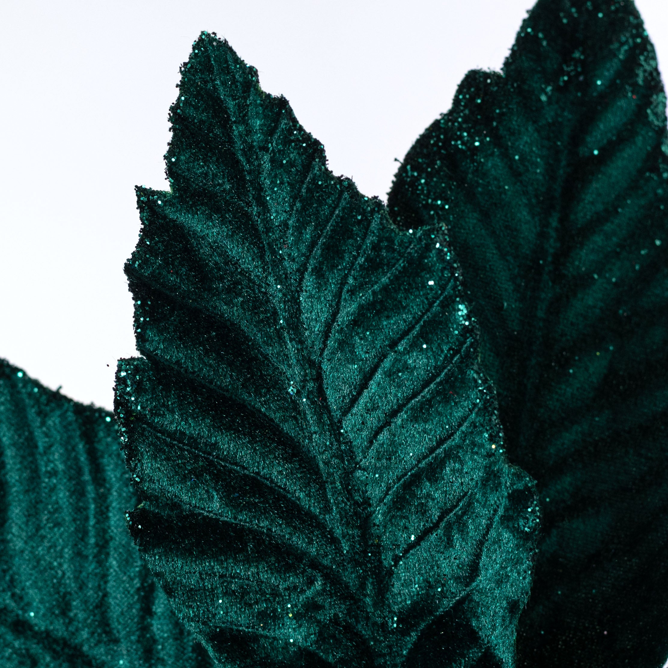 14" x 16" Velvet Poinsettia Stem: Teal Green
