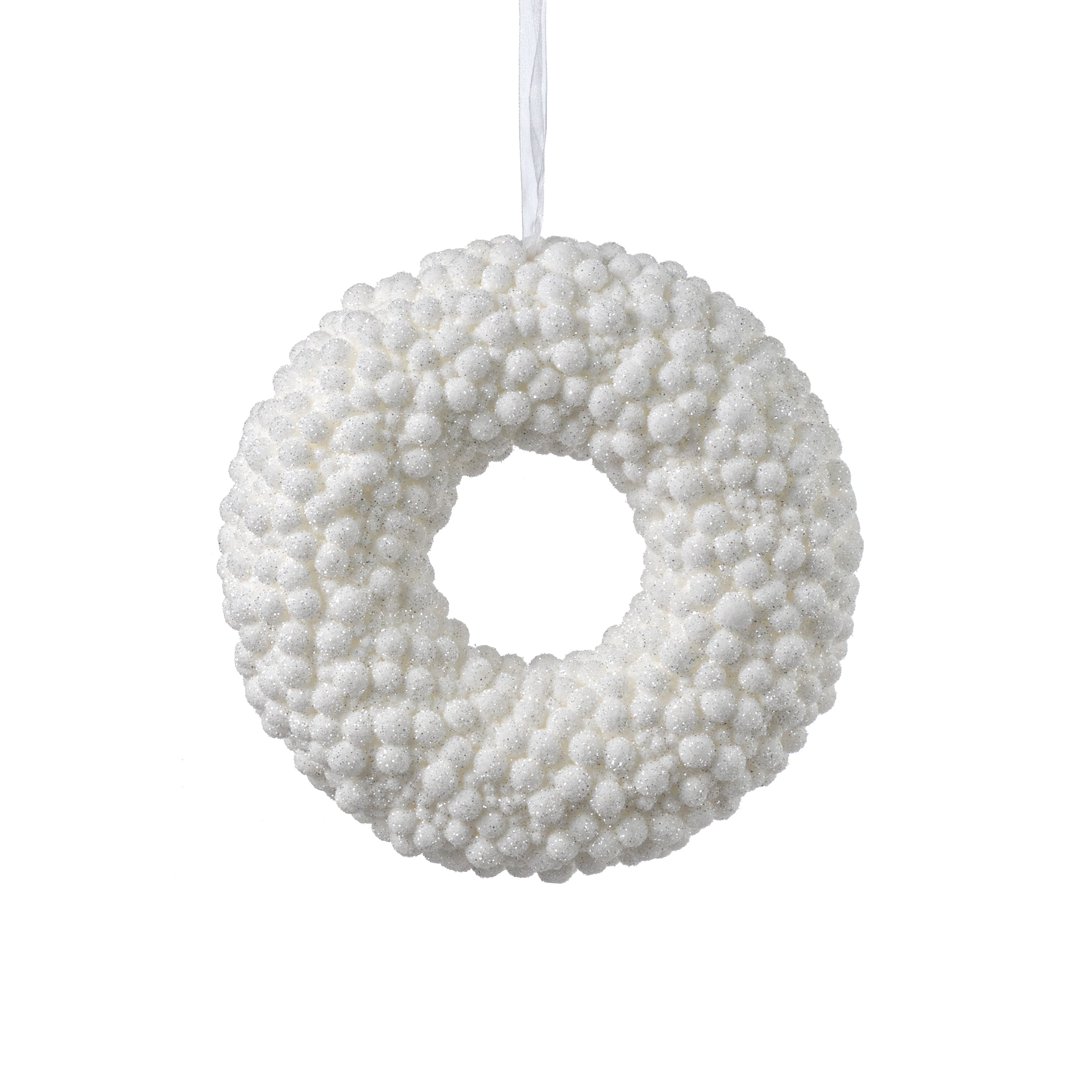 9" Glitter Berry Cabinet Wreath Ornament: White