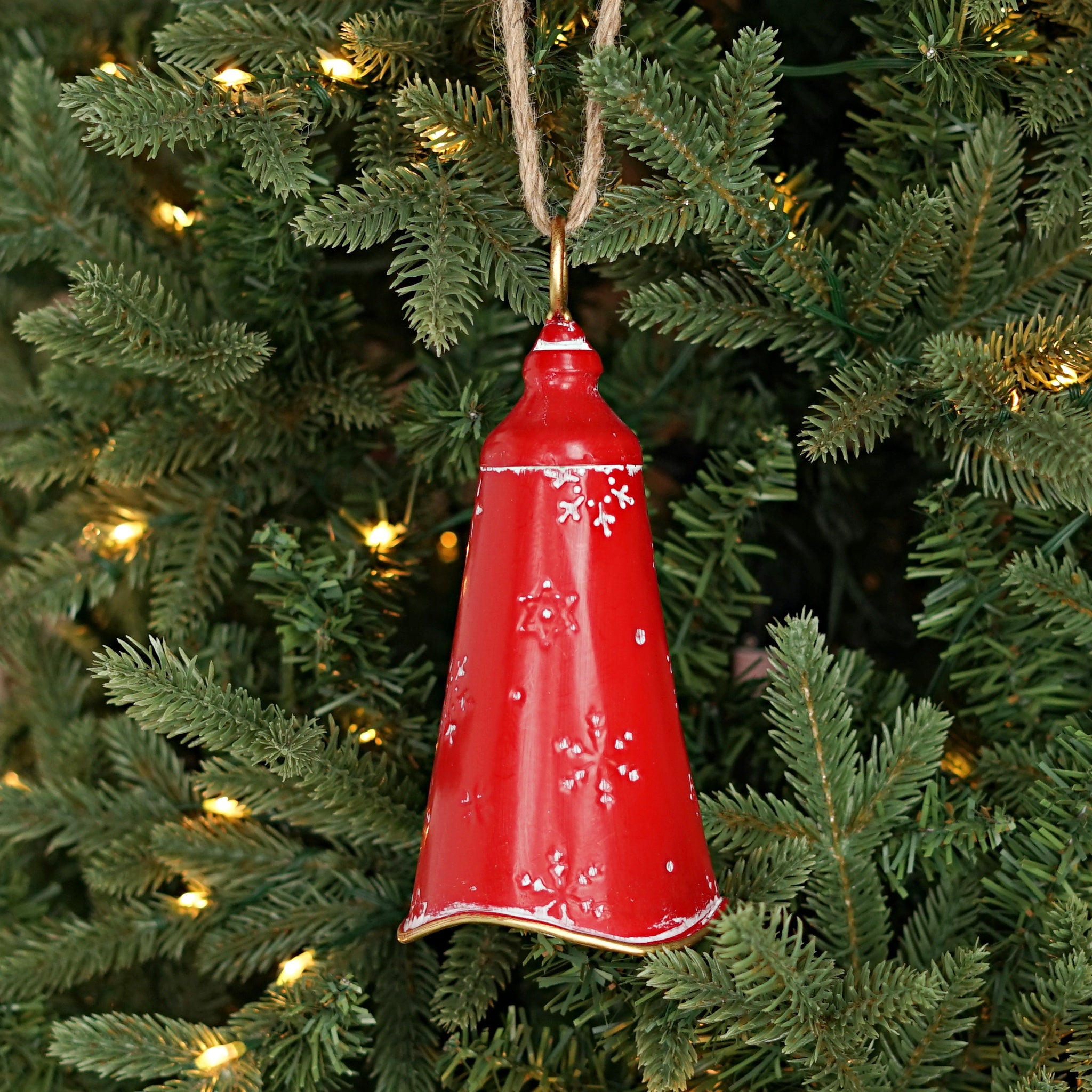 7" Nordic Holiday Lantern Bell Ornament: Red