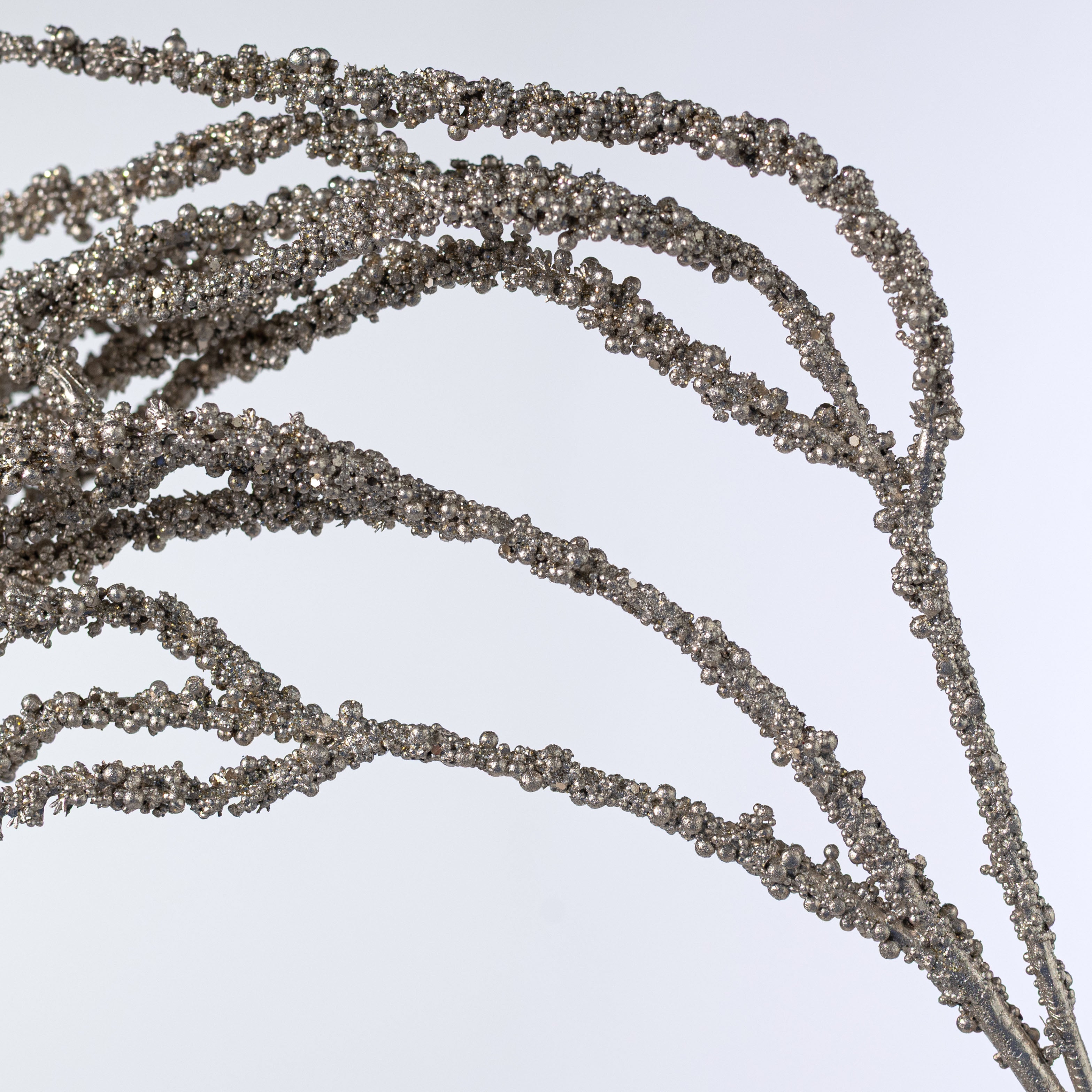 40" Hanging Beaded Glitter Grass Spray: Champagne Gold