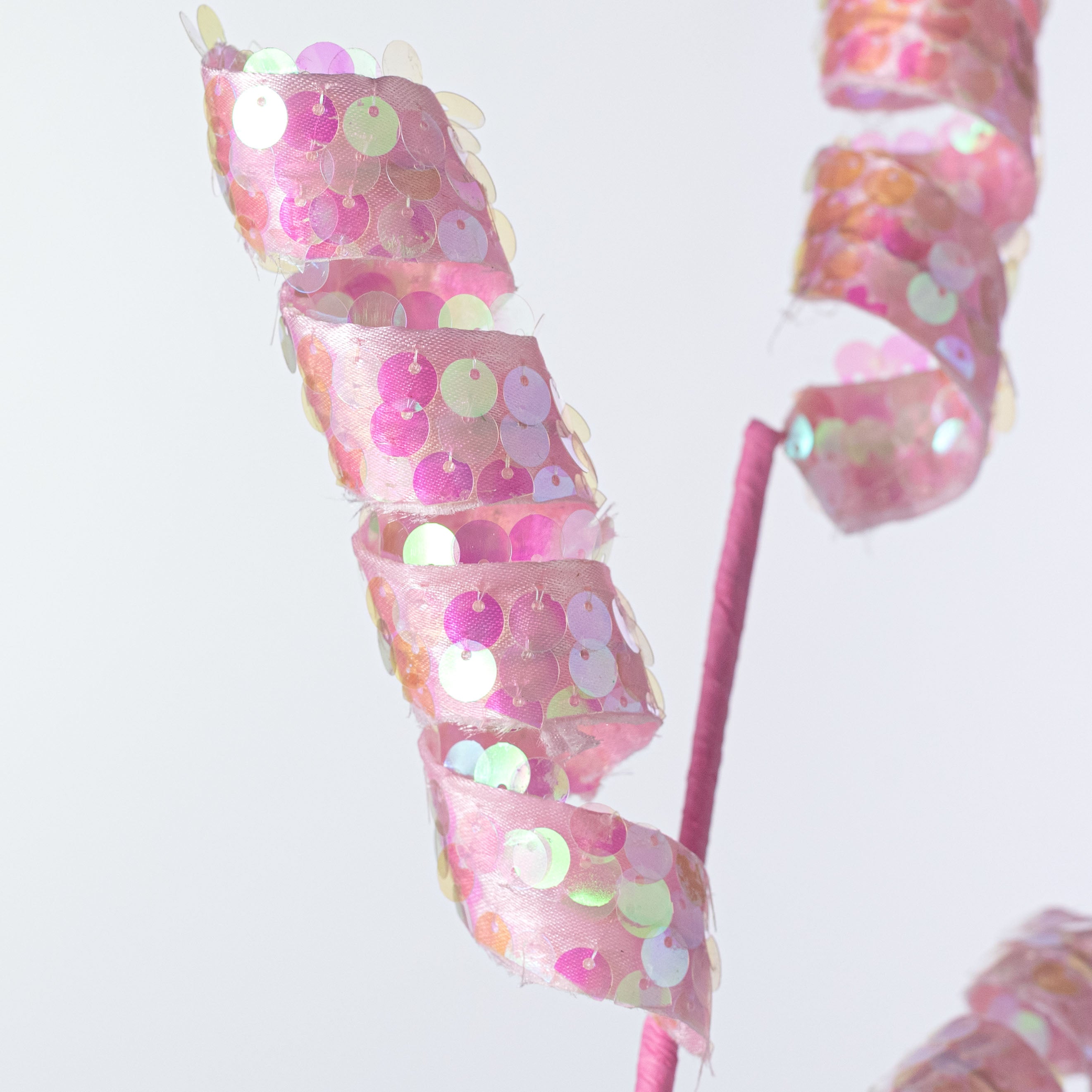 24" Spangle Sequin Curly Spray: Iridescent Pink