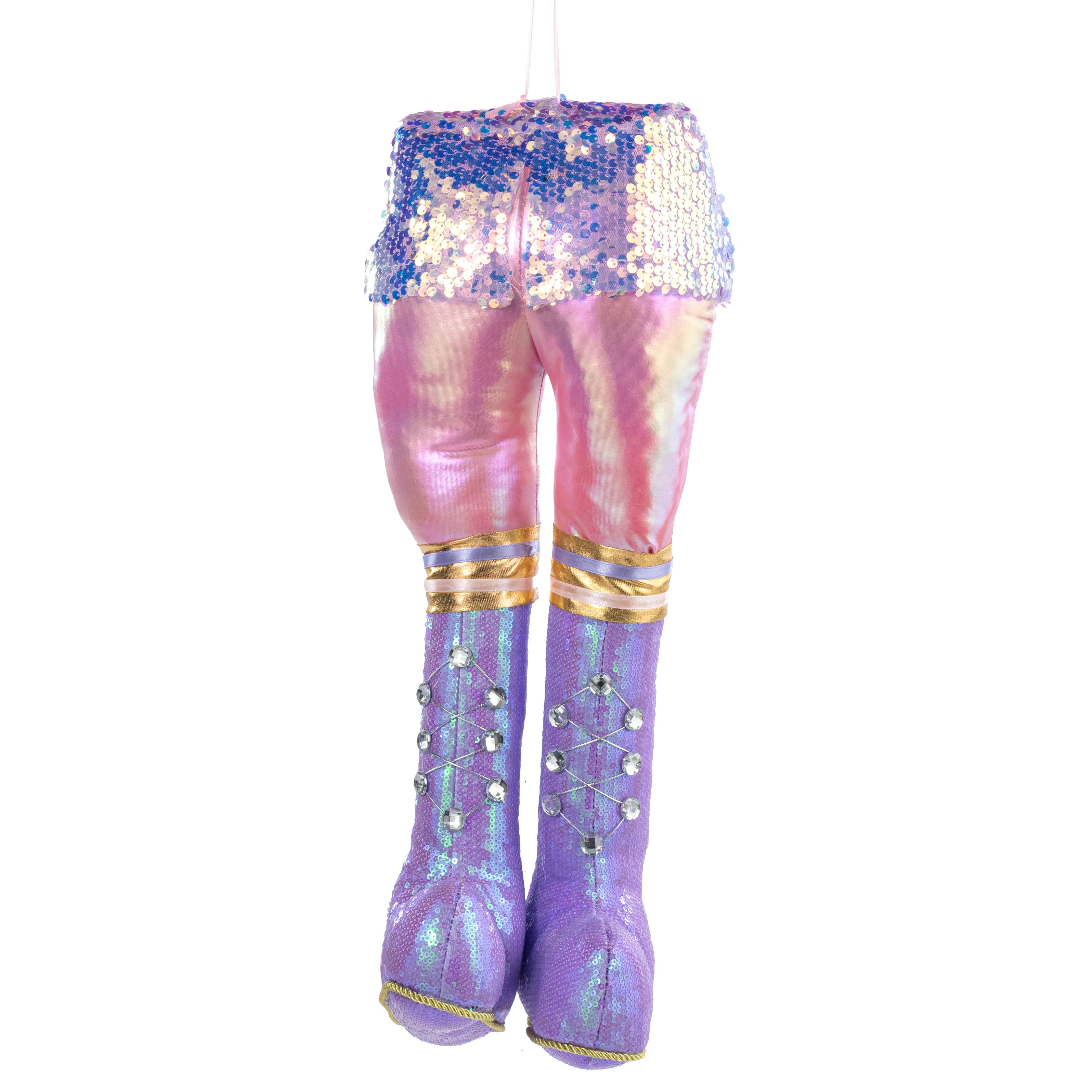 18" Sequins & Gloss Iridescent Nutcracker Legs: Pink & Lavender