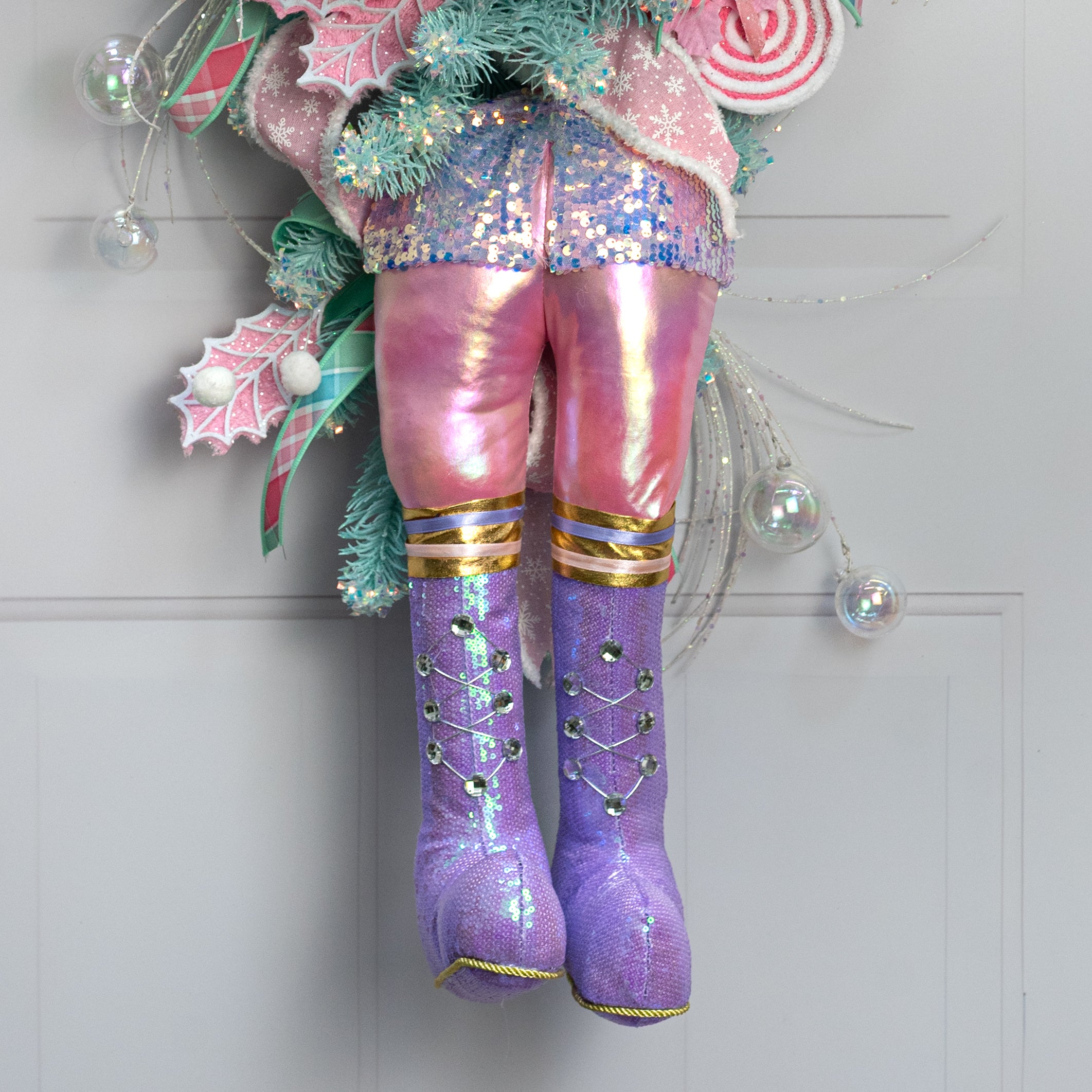 18" Sequins & Gloss Iridescent Nutcracker Legs: Pink & Lavender
