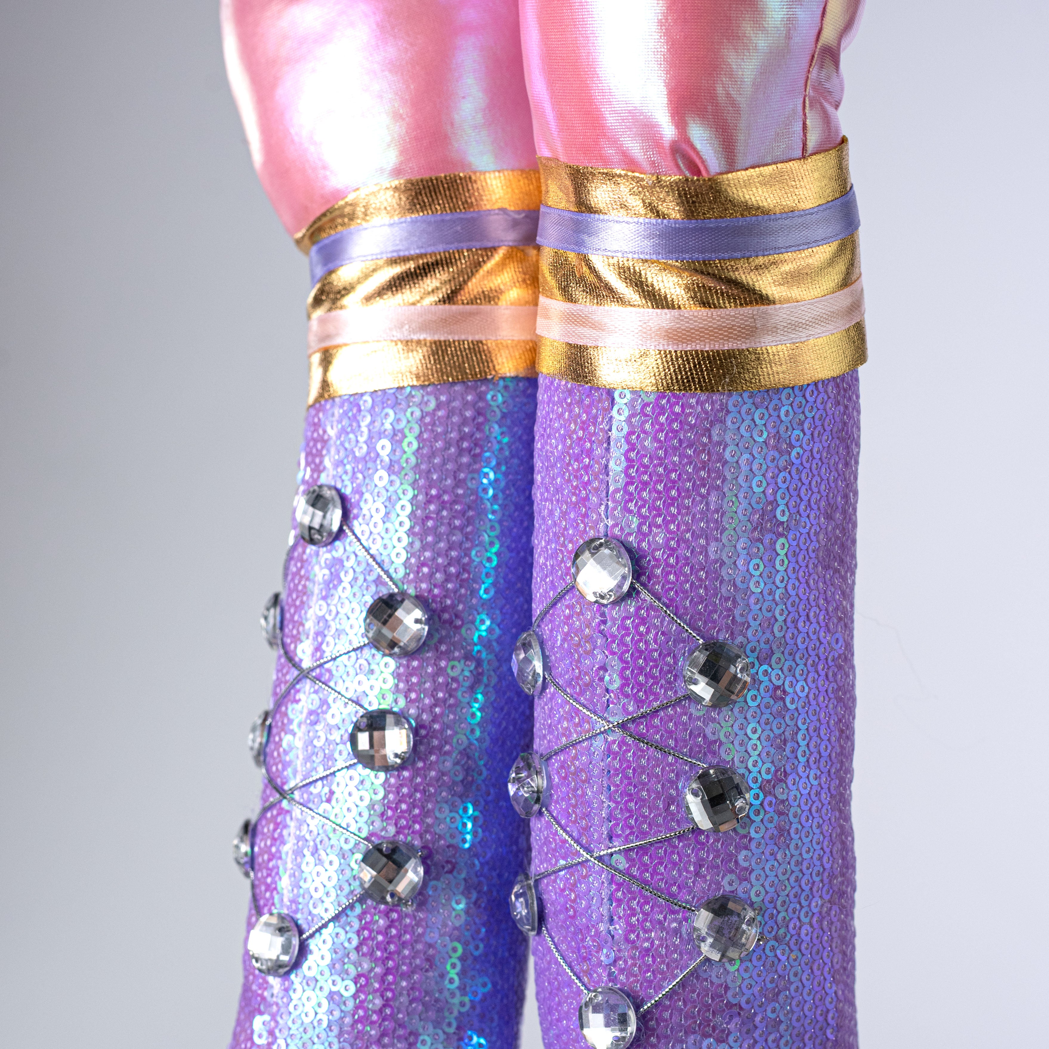 18" Sequins & Gloss Iridescent Nutcracker Legs: Pink & Lavender