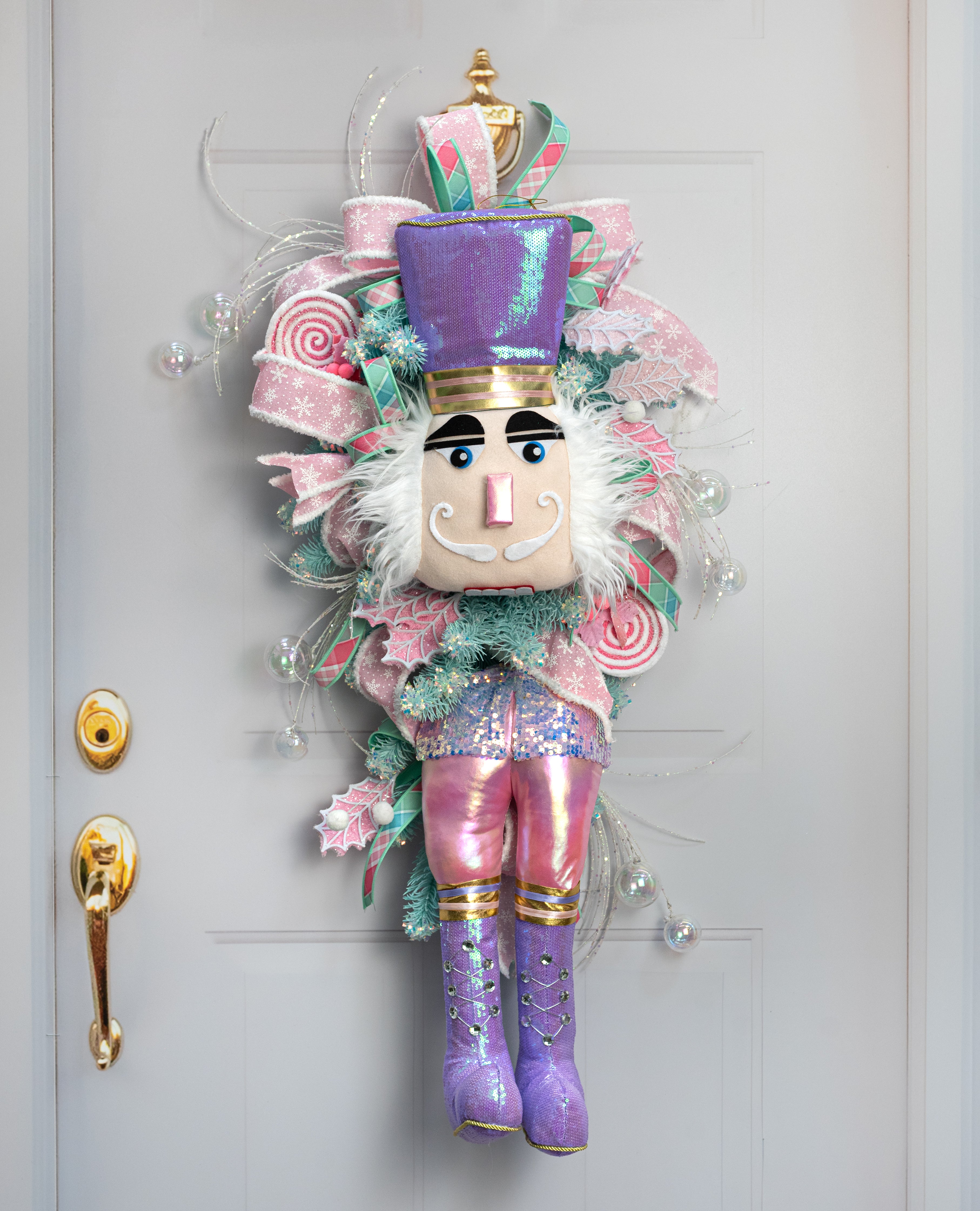 18" Sequins & Gloss Iridescent Nutcracker Legs: Pink & Lavender