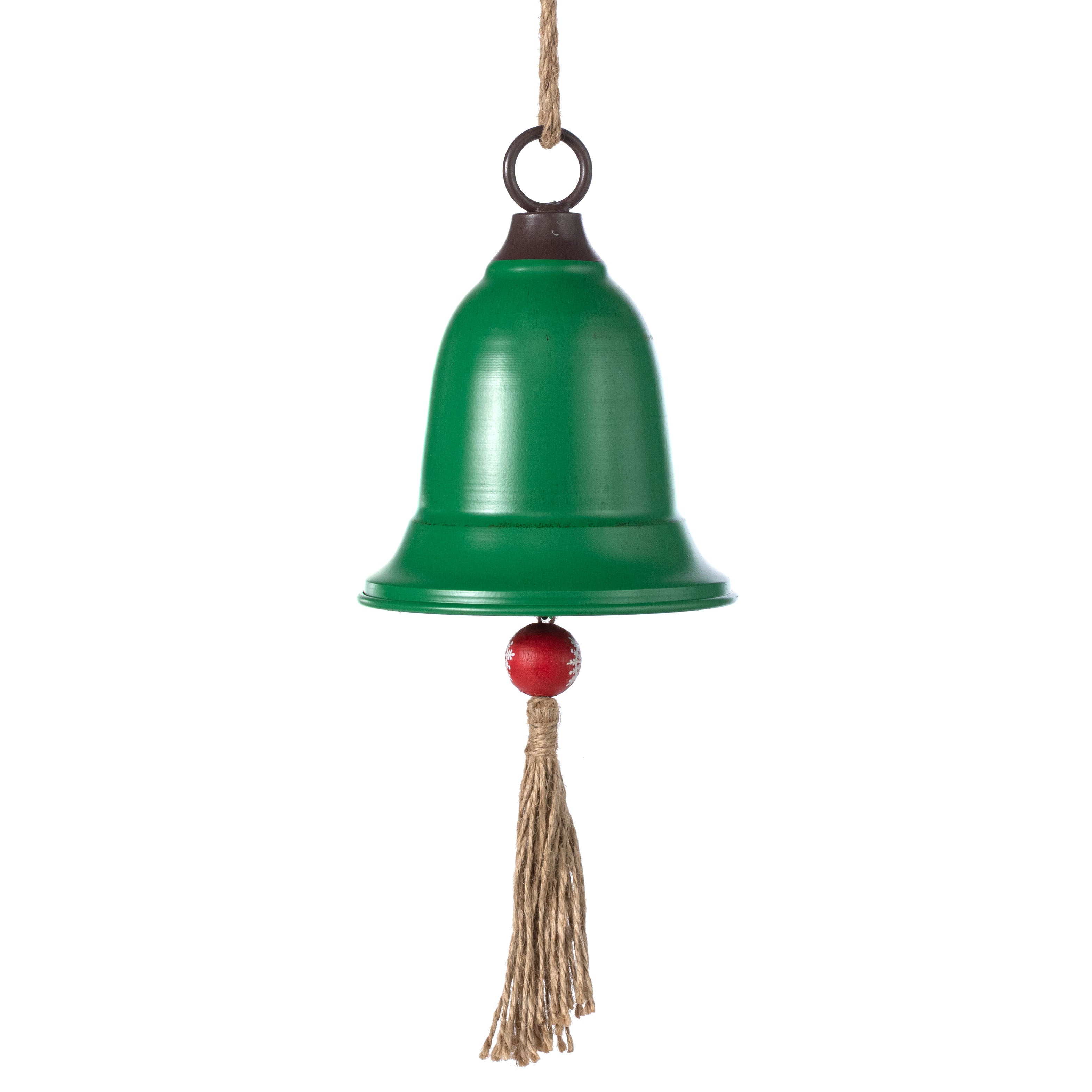 8" Metal Bell Ornament: Green