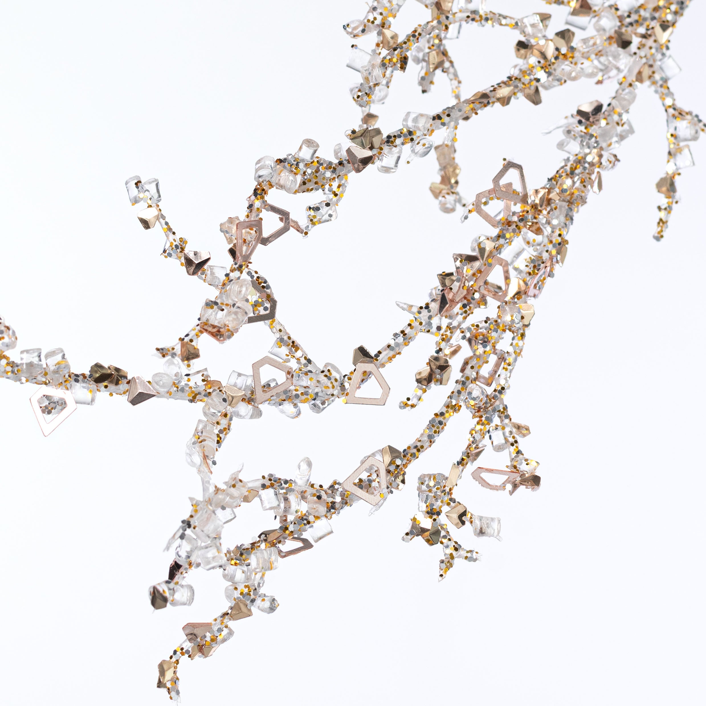 6' Sparkle Iced Twig Garland: Champagne Gold