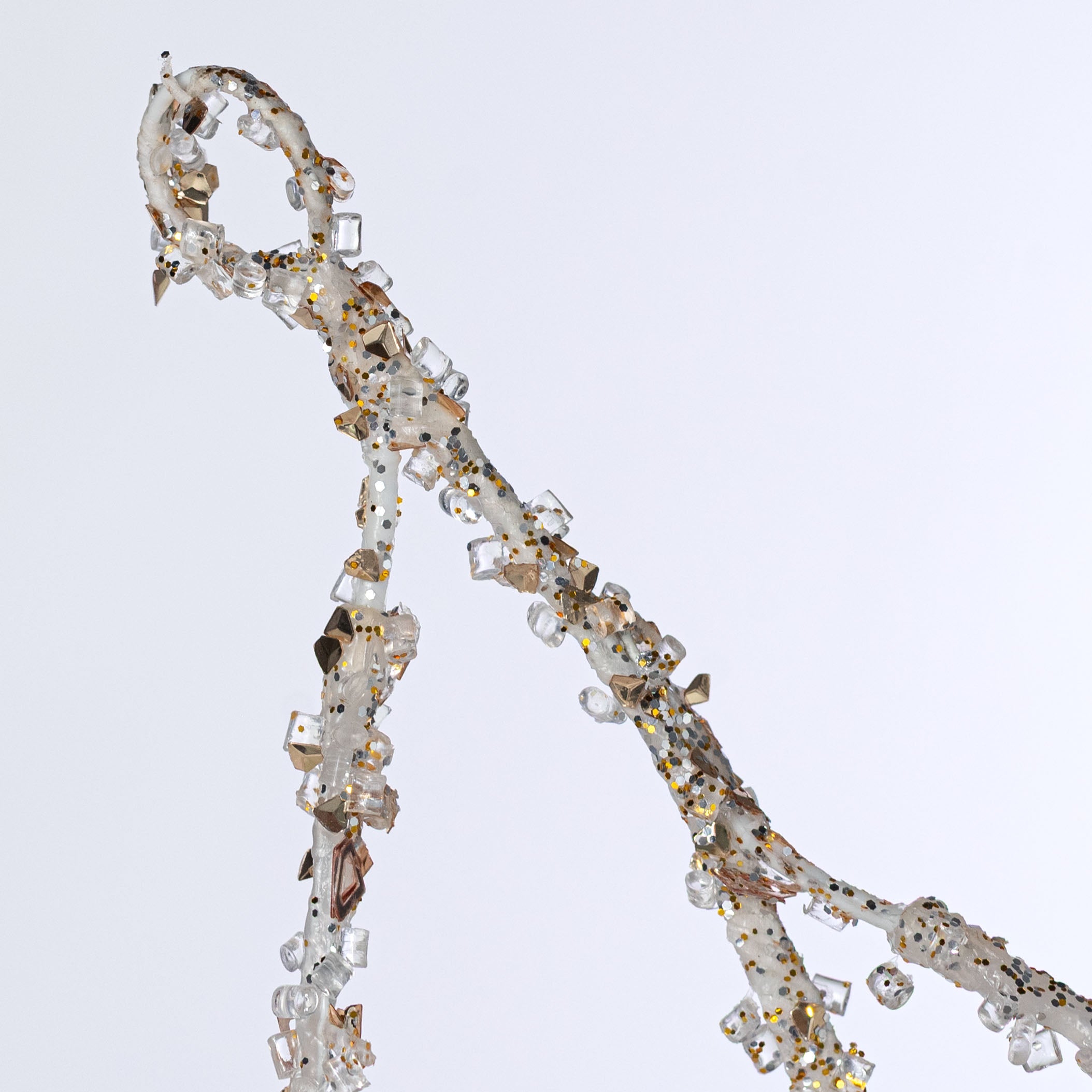 6' Sparkle Iced Twig Garland: Champagne Gold