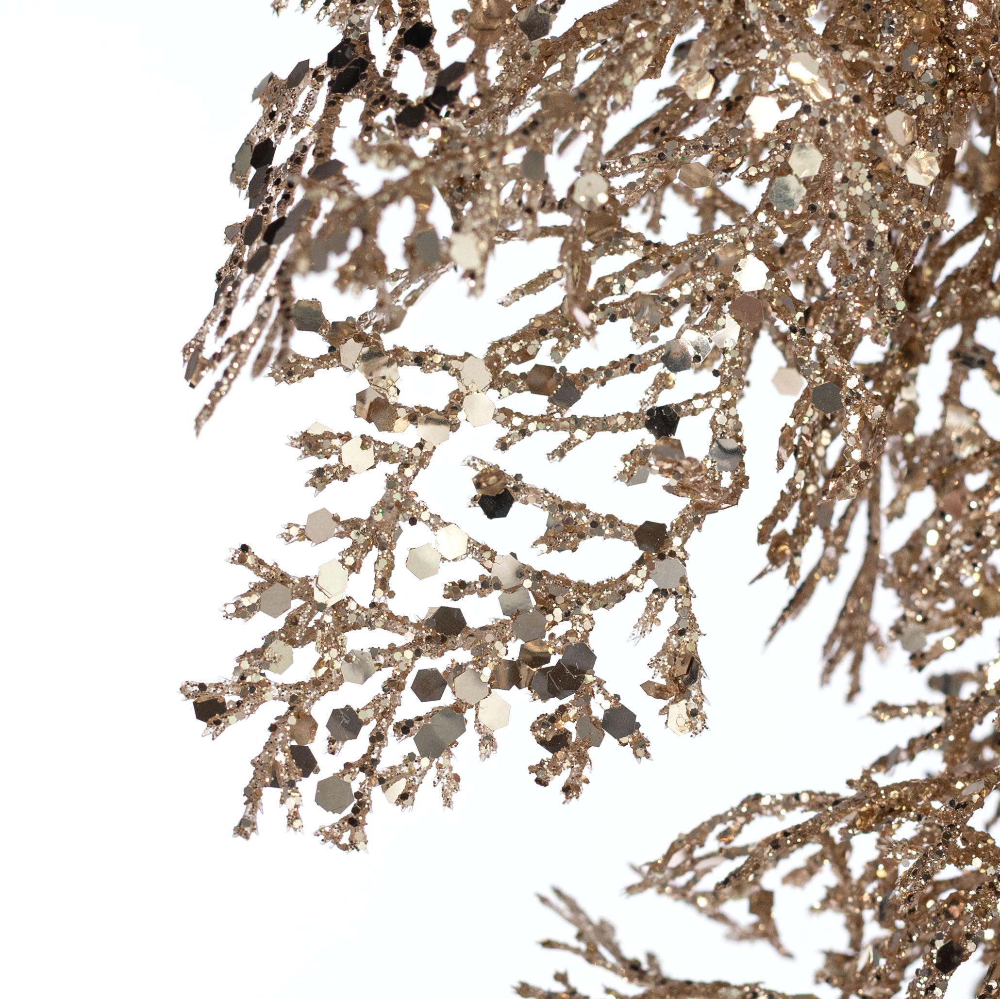 6" Glittered Cedar Garland: Champagne Gold