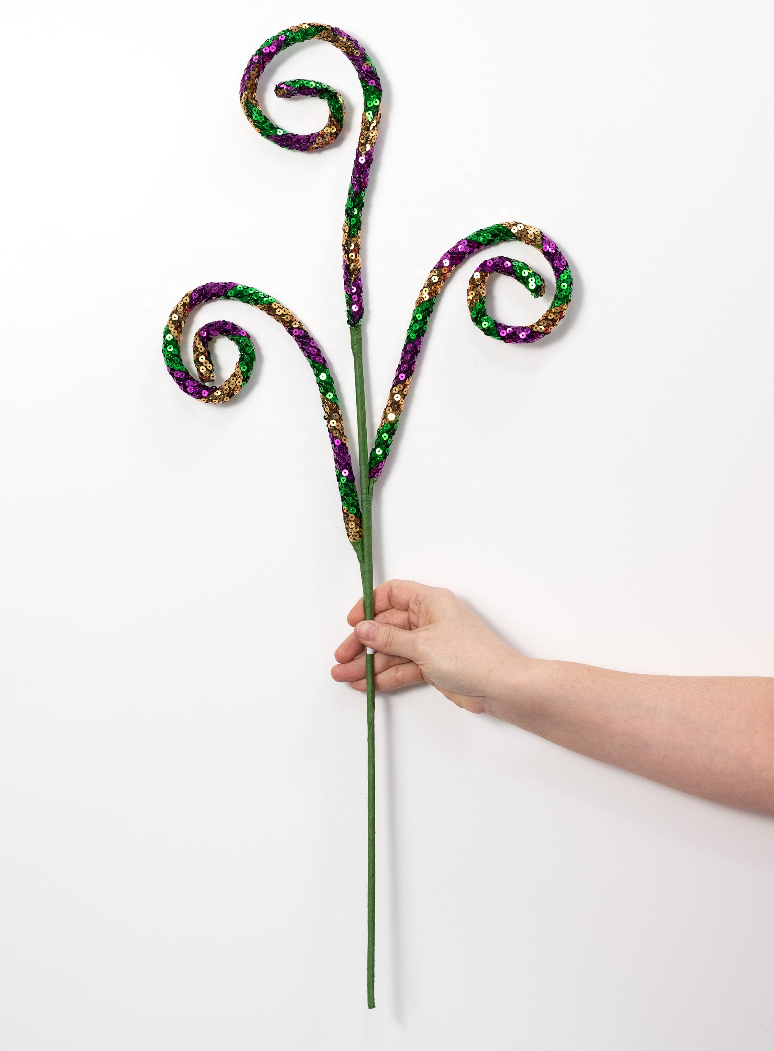 28" Sequin Spiral Curly Spray: Mardi Gras
