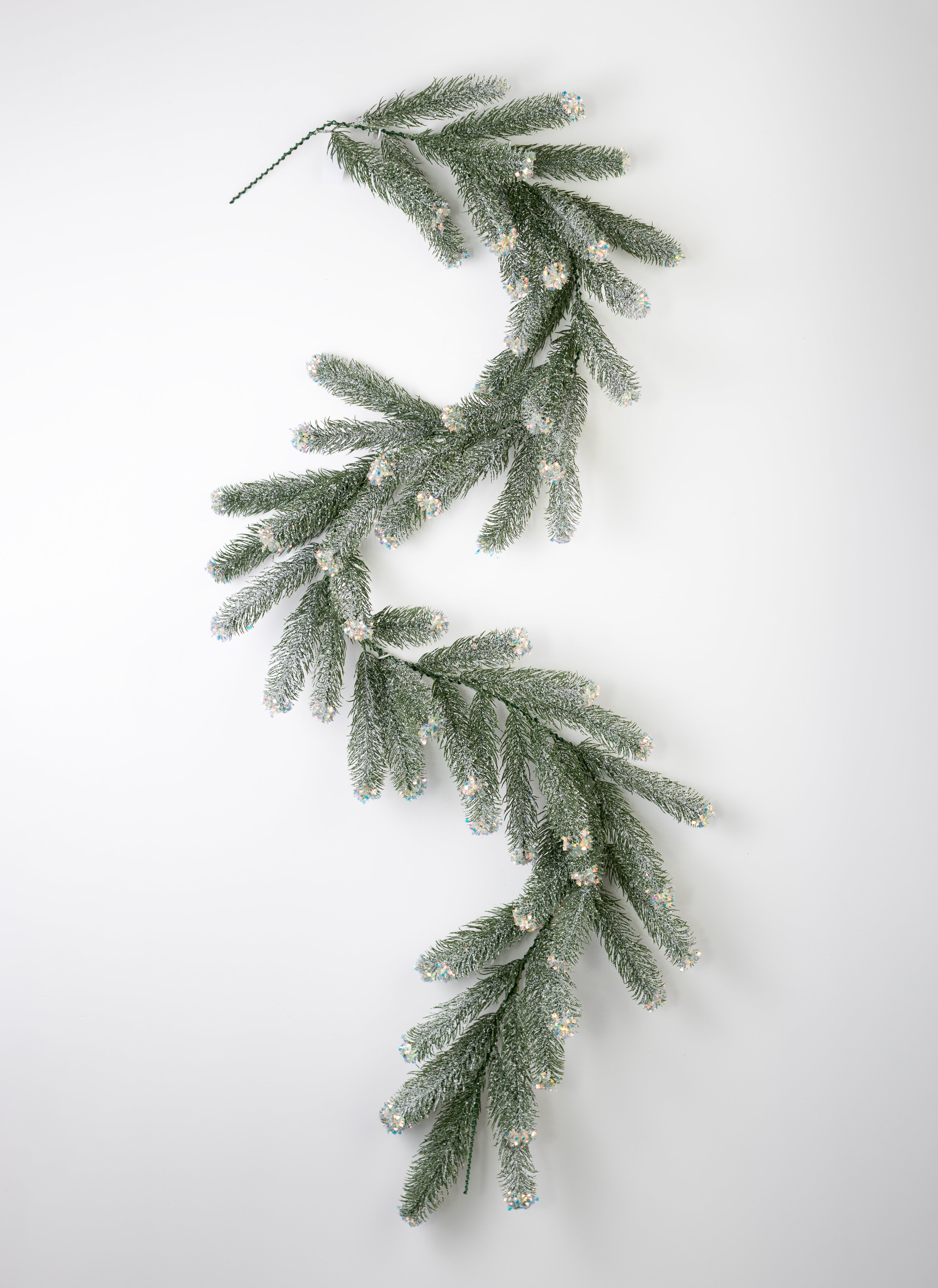6' Iridescent Spark Garland: Frosted Evergreen Pine