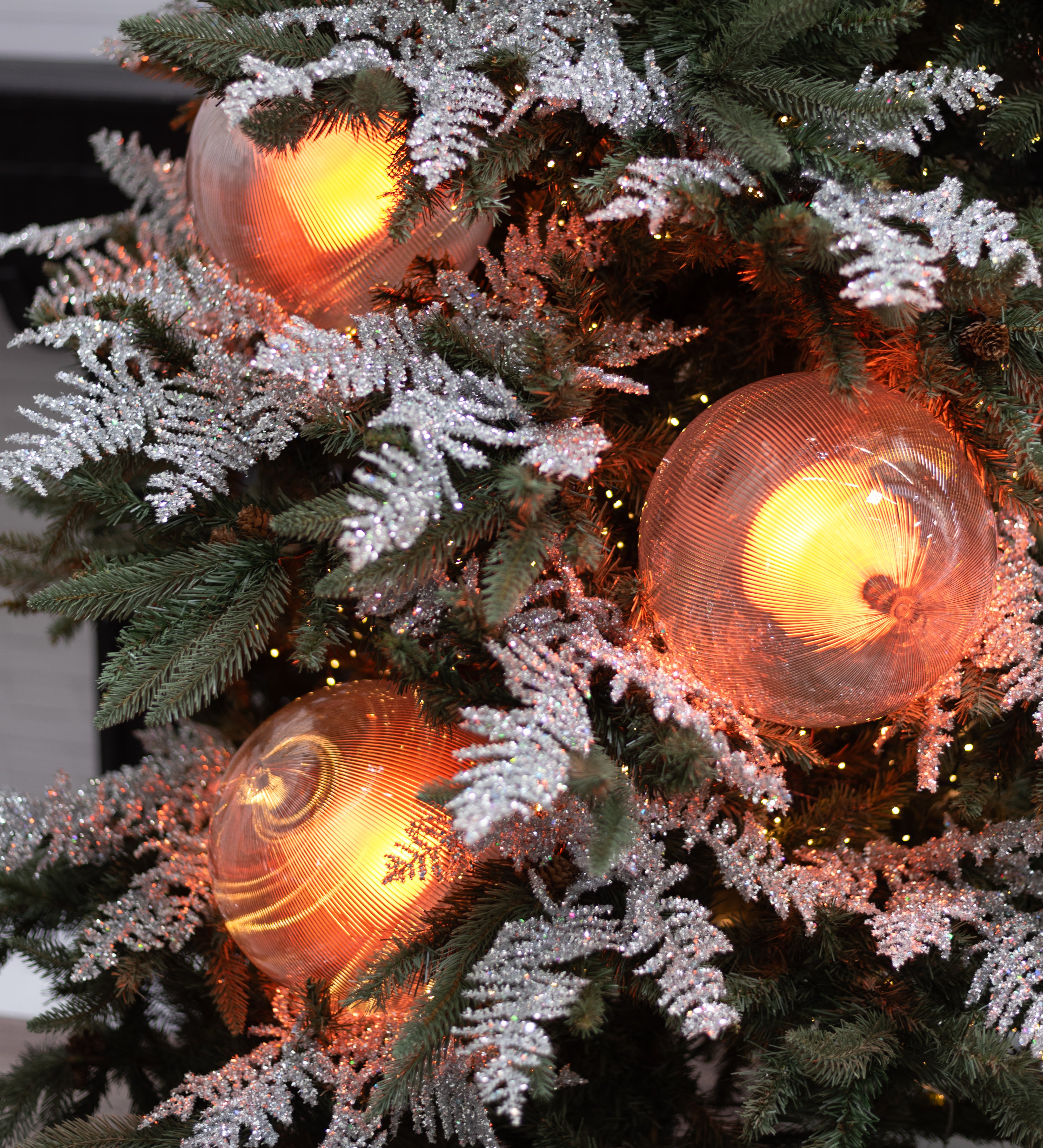 10" Borealis Ball Lighted Ornament: Clear & Warm Flare
