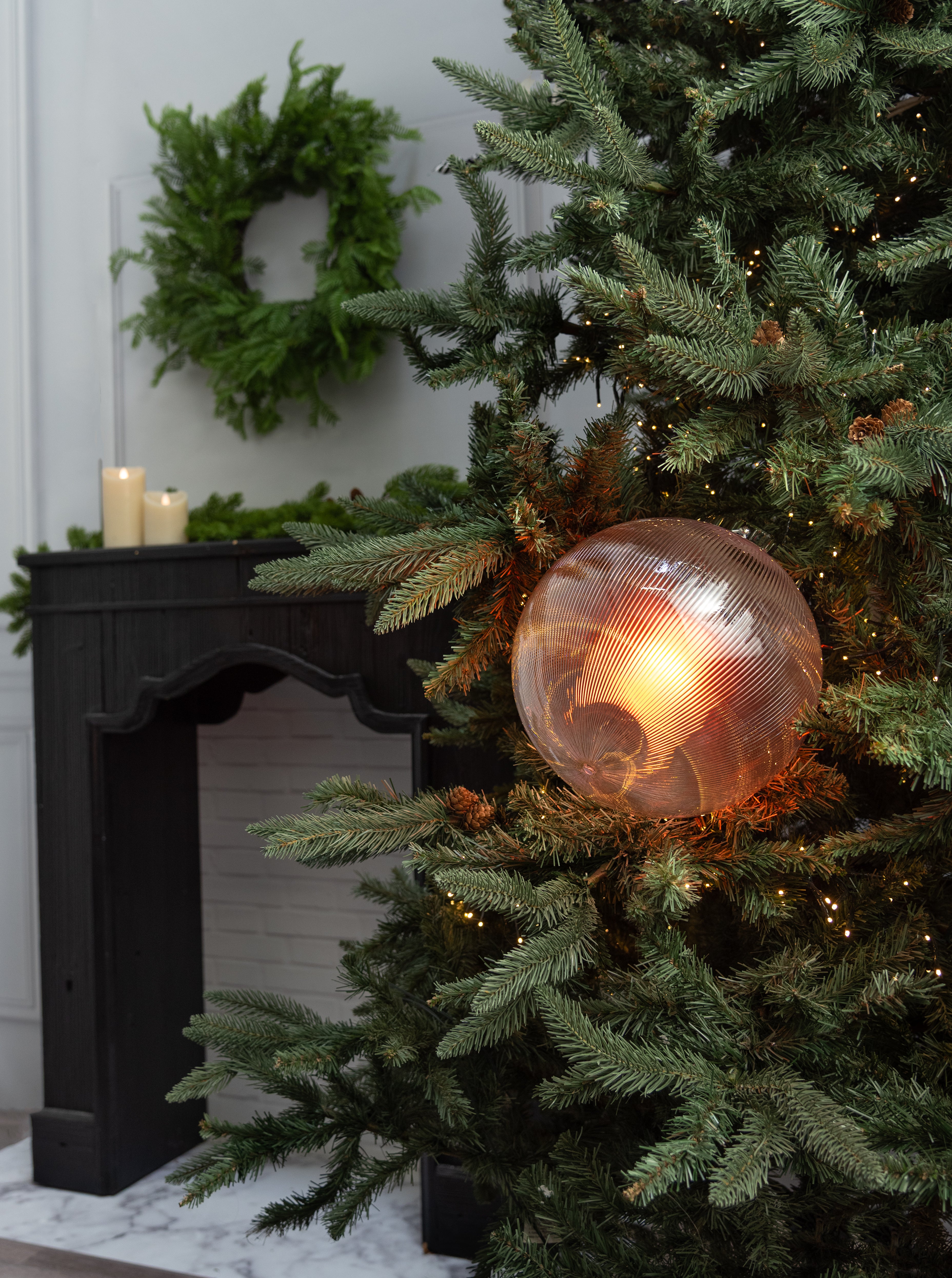 10" Borealis Ball Lighted Ornament: Clear & Warm Flare