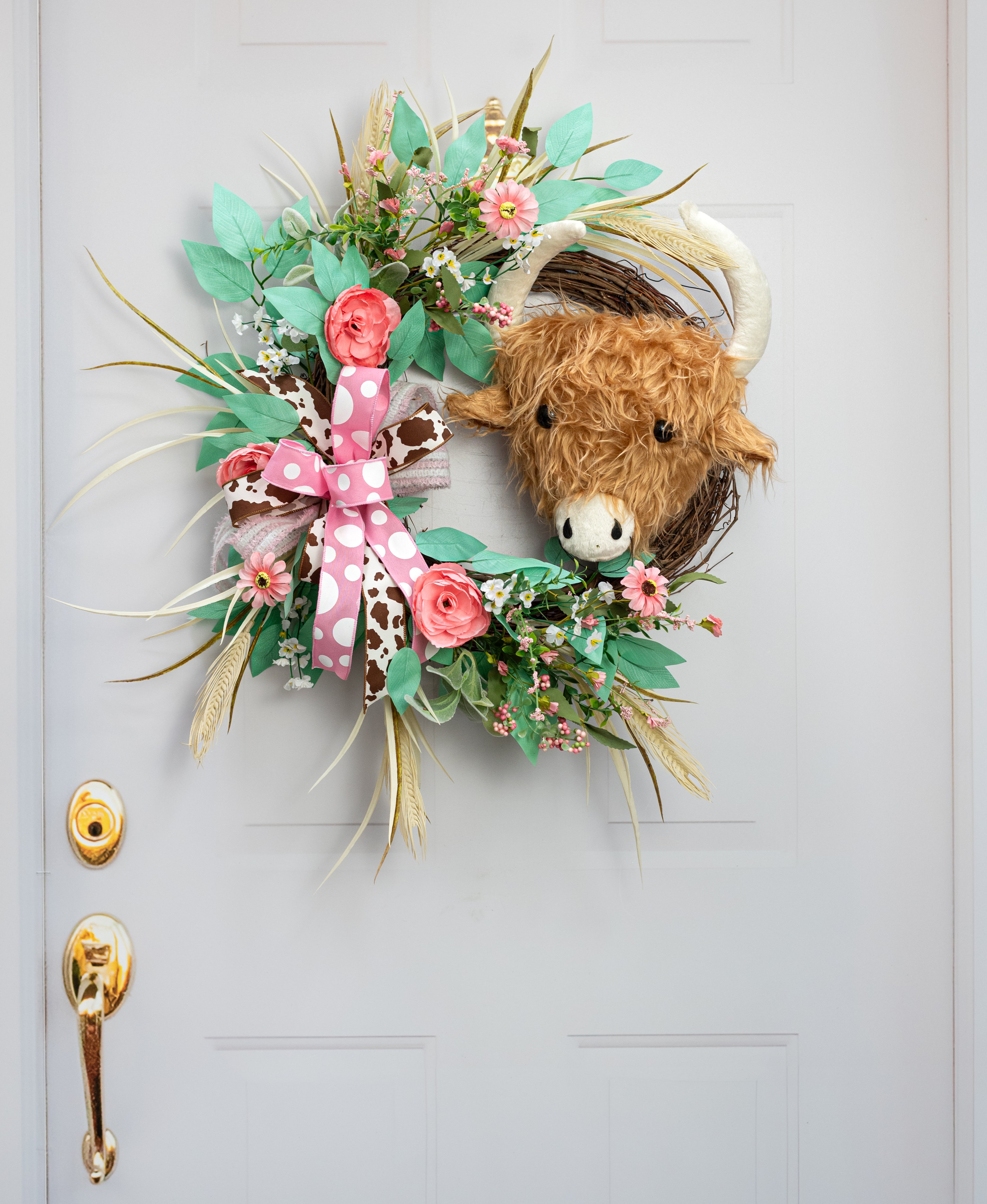 15" Highland Cow Head Wreath Decor