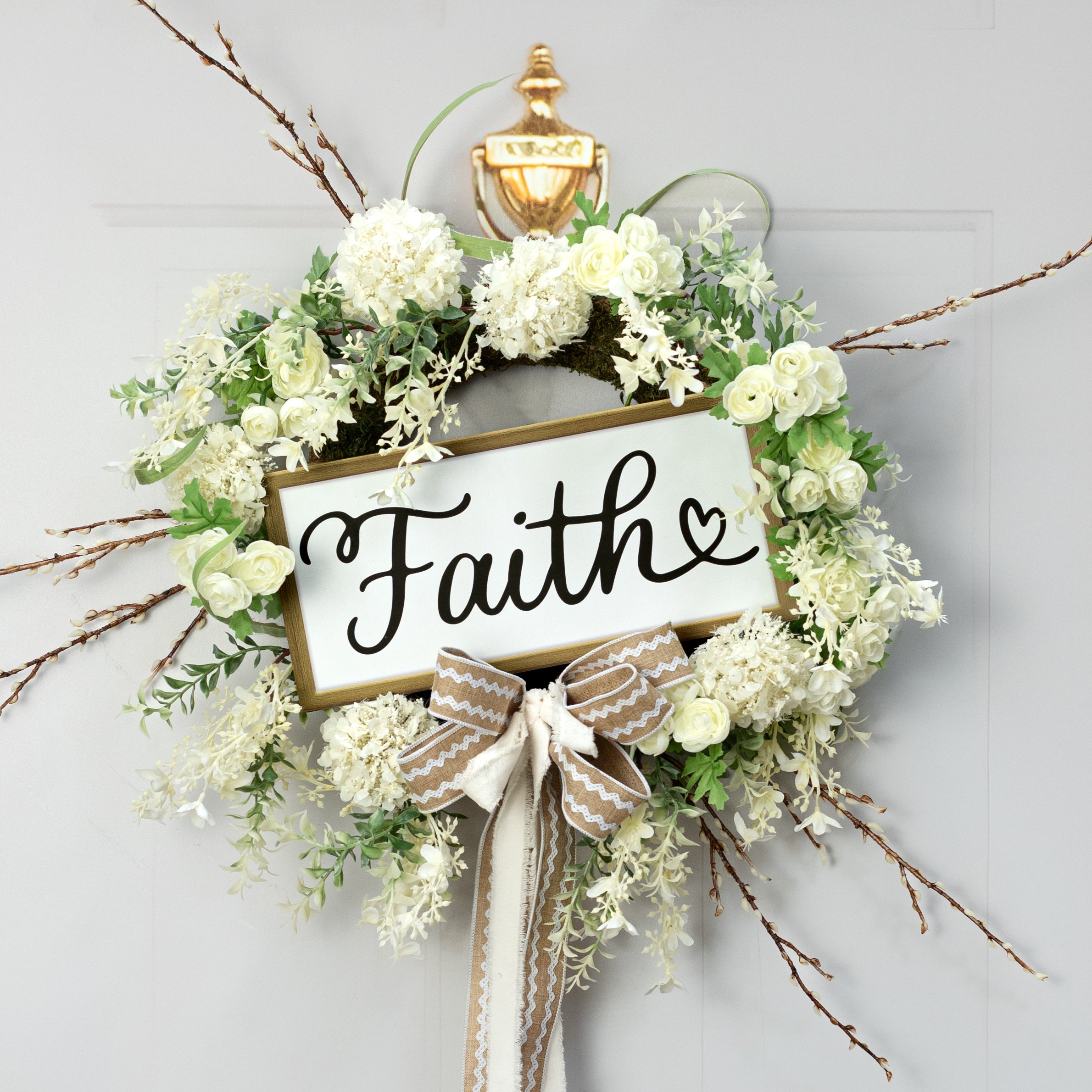 12" Wooden Sign: Faith Heart