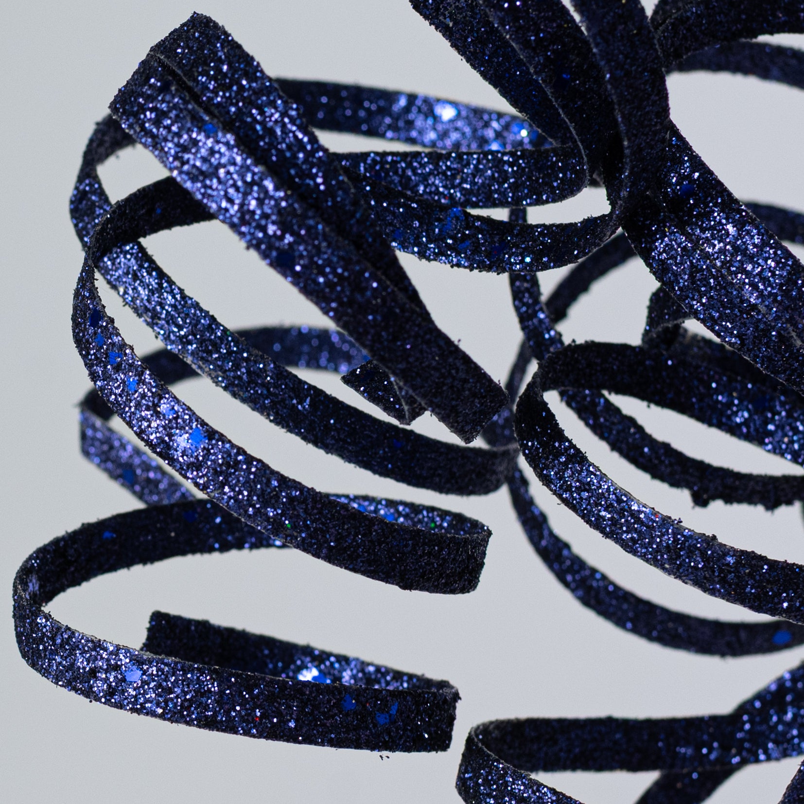 31" Curly Glitter Ribbon Spray: Navy Blue