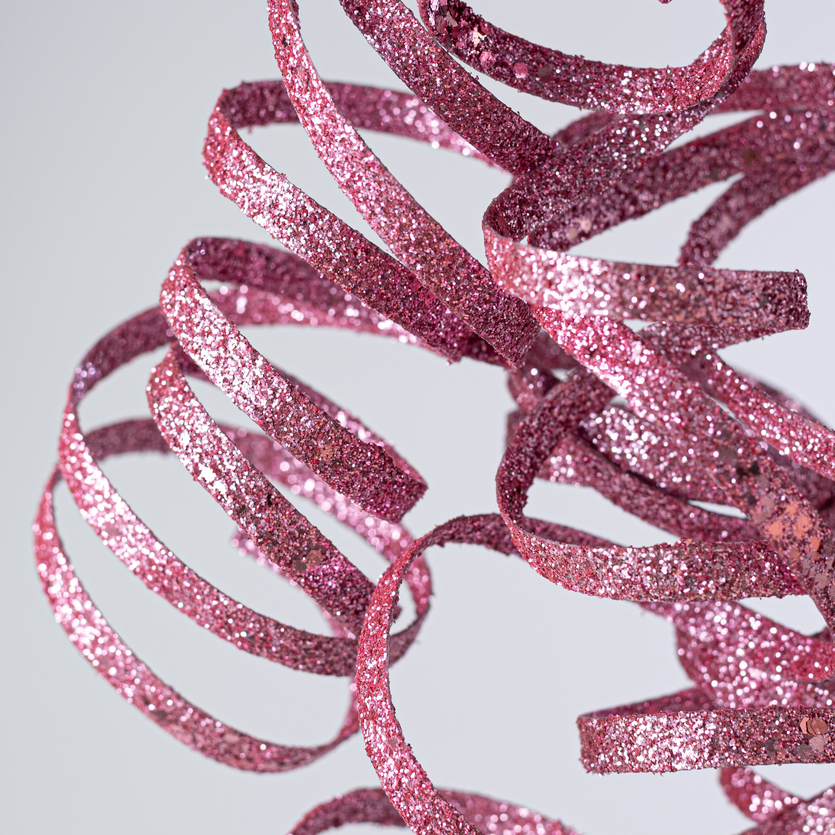 31" Curly Glitter Ribbon Spray: Pink
