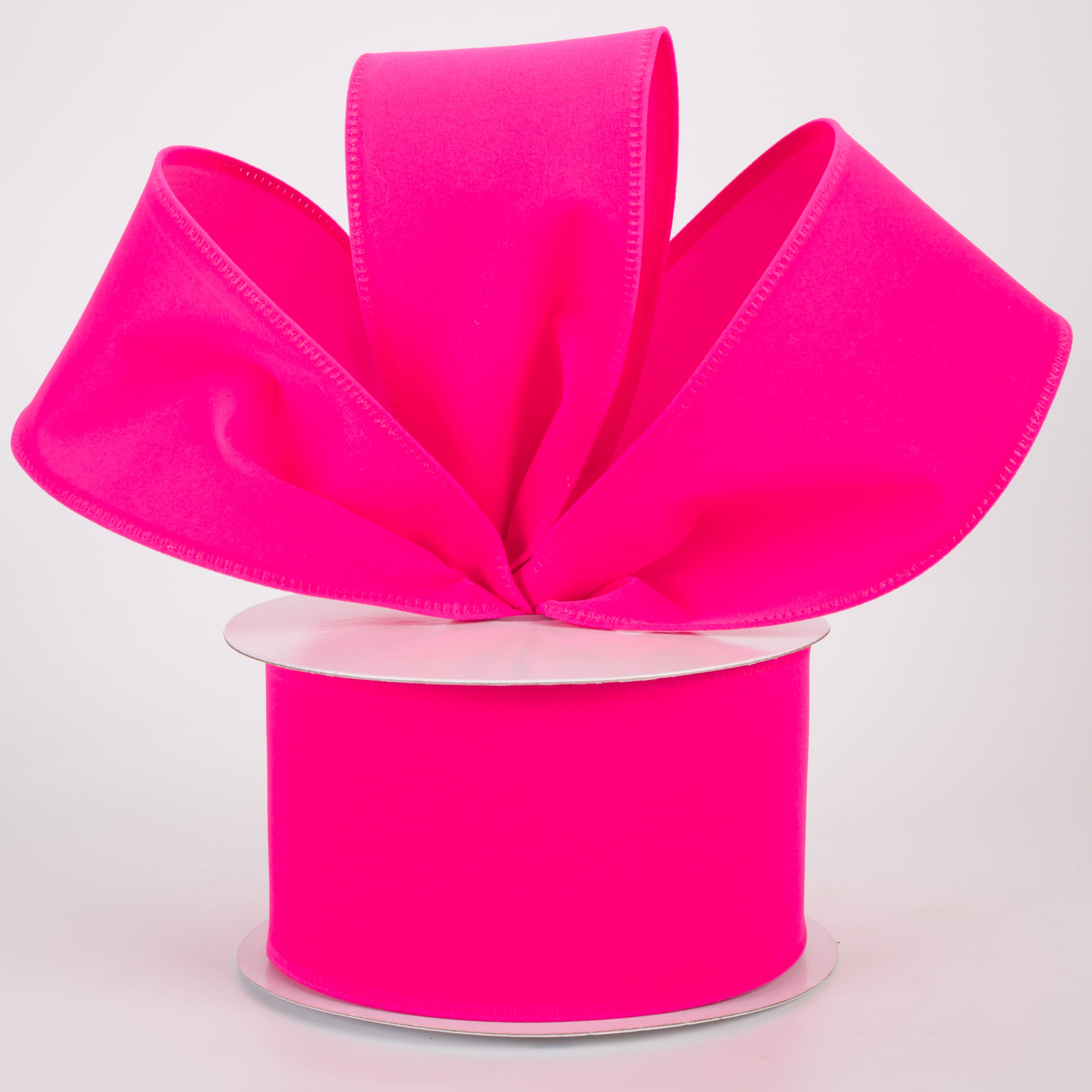 2.5" Value Velvet Ribbon: Neon Hot Pink (10 Yards)